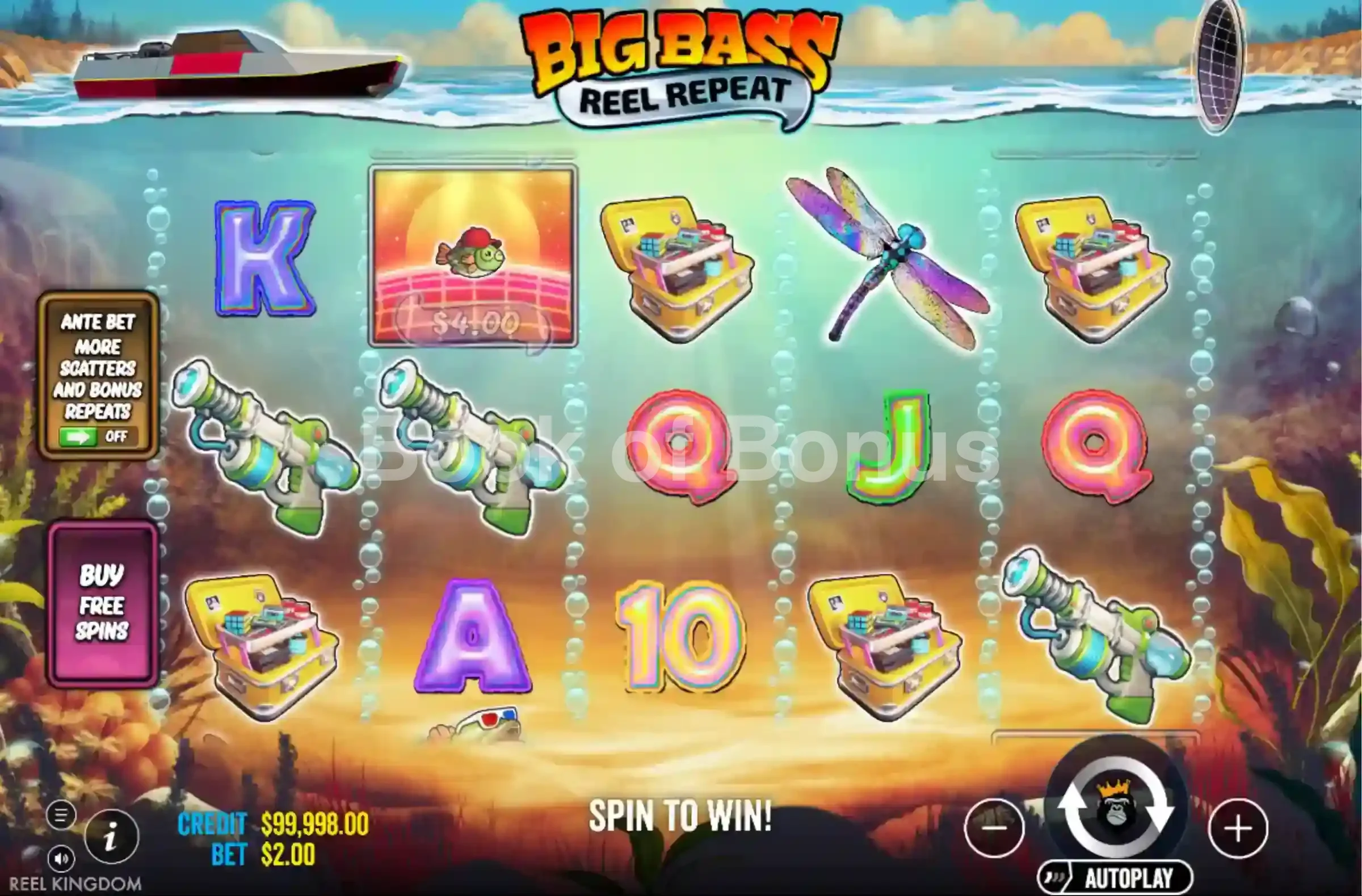 Big Bass Reel Repeat par Pragmatic Play - jeu de base et disposition des rouleaux