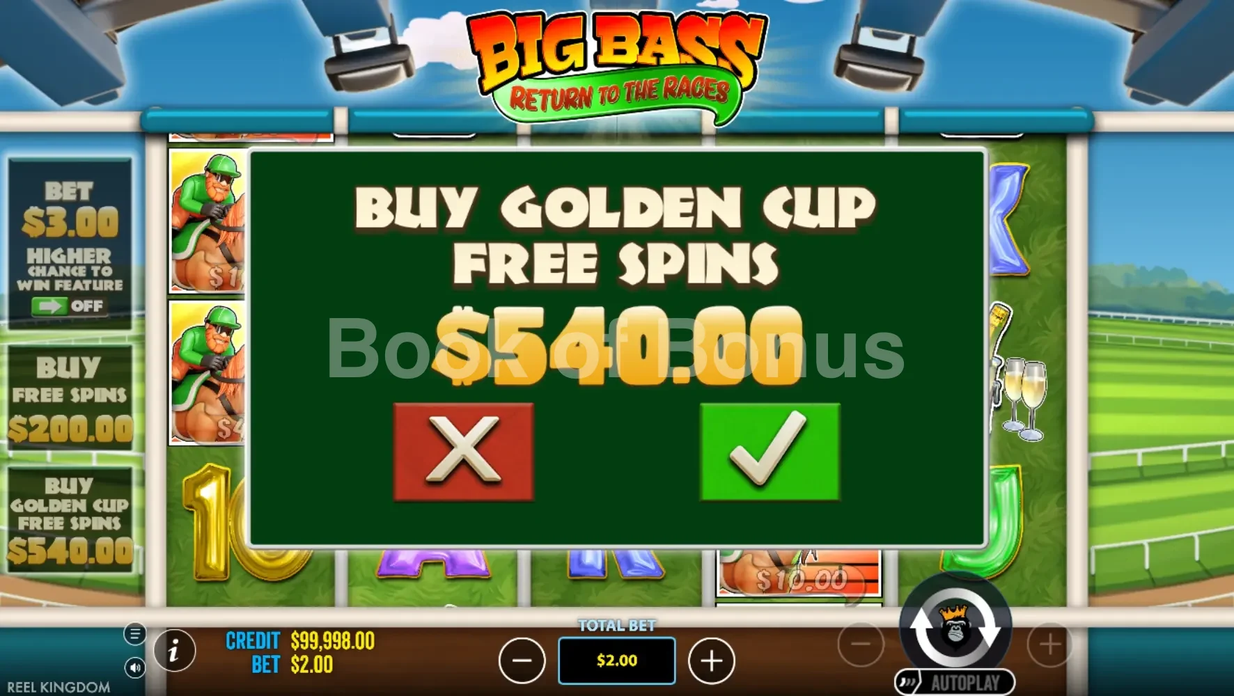 Achat de bonus Big Bass Return to the Races