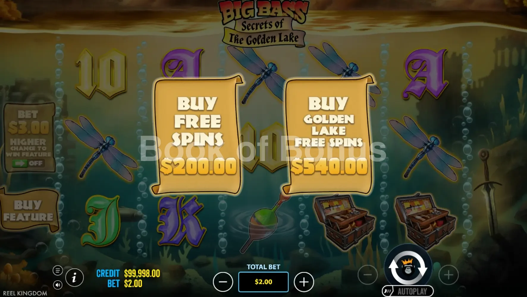 Achat de bonus Big Bass Secrets of the Golden Lake
