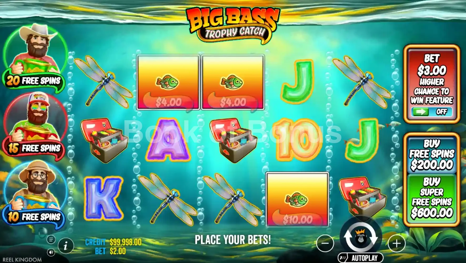 Big Bass Trophy Fishing par Pragmatic Play - jeu de base et disposition des rouleaux