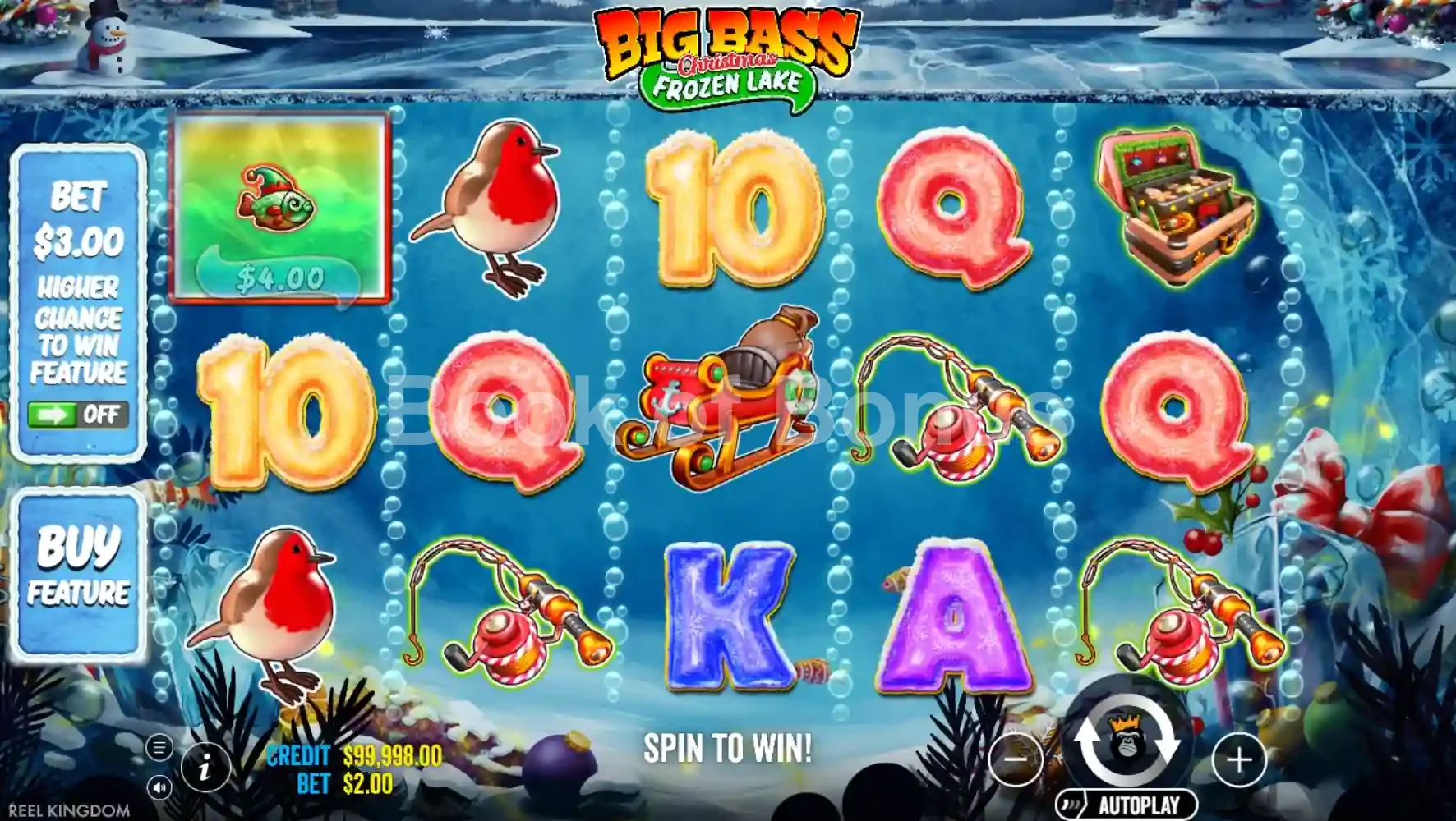 Big Bass XMAS Frozen Lake par Pragmatic Play - jeu de base et disposition des rouleaux