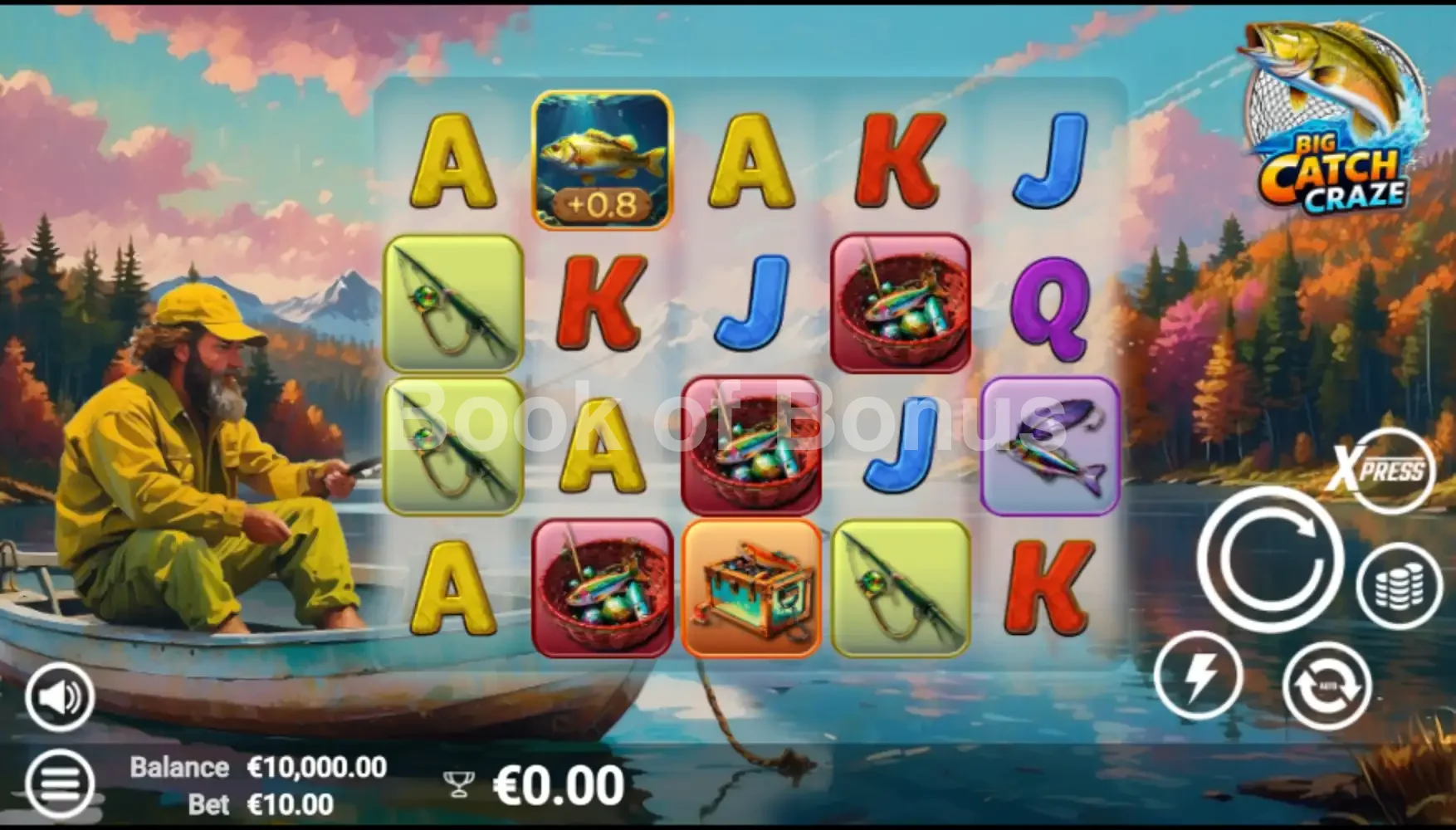Big Catch Craze par Avatar UX - jeu de base et disposition des rouleaux