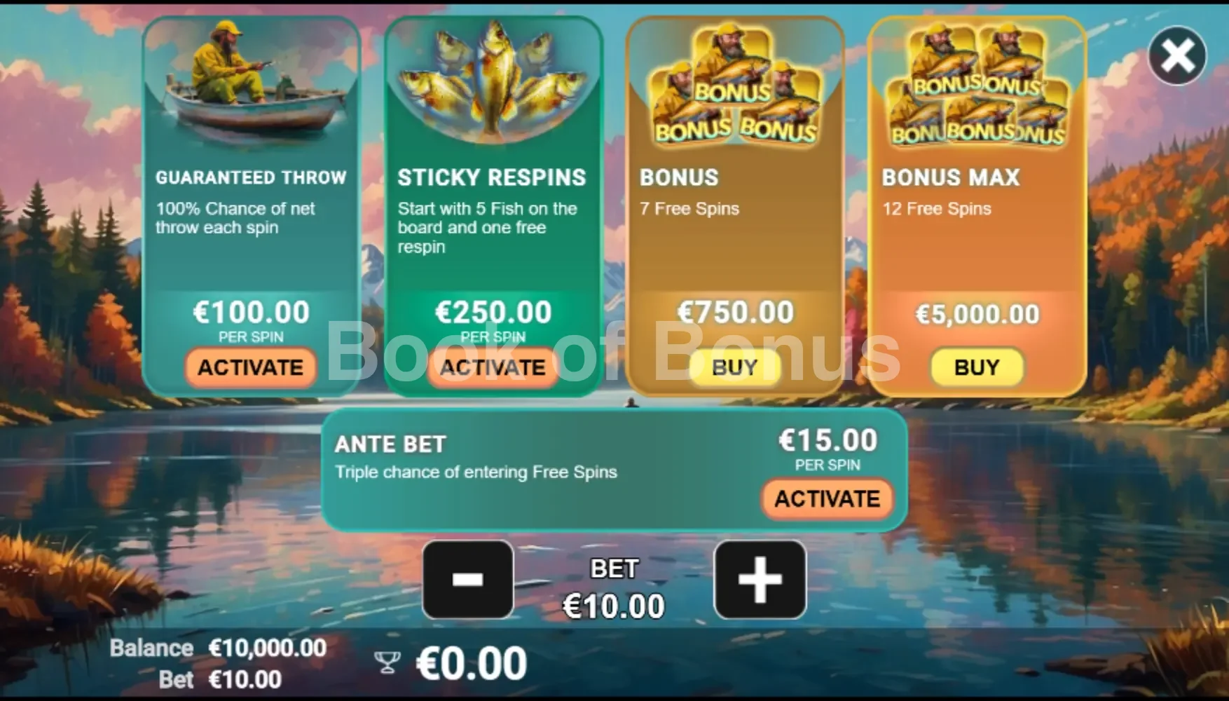 Big Catch Craze par Avatar UX - menu d'achat de bonus et options