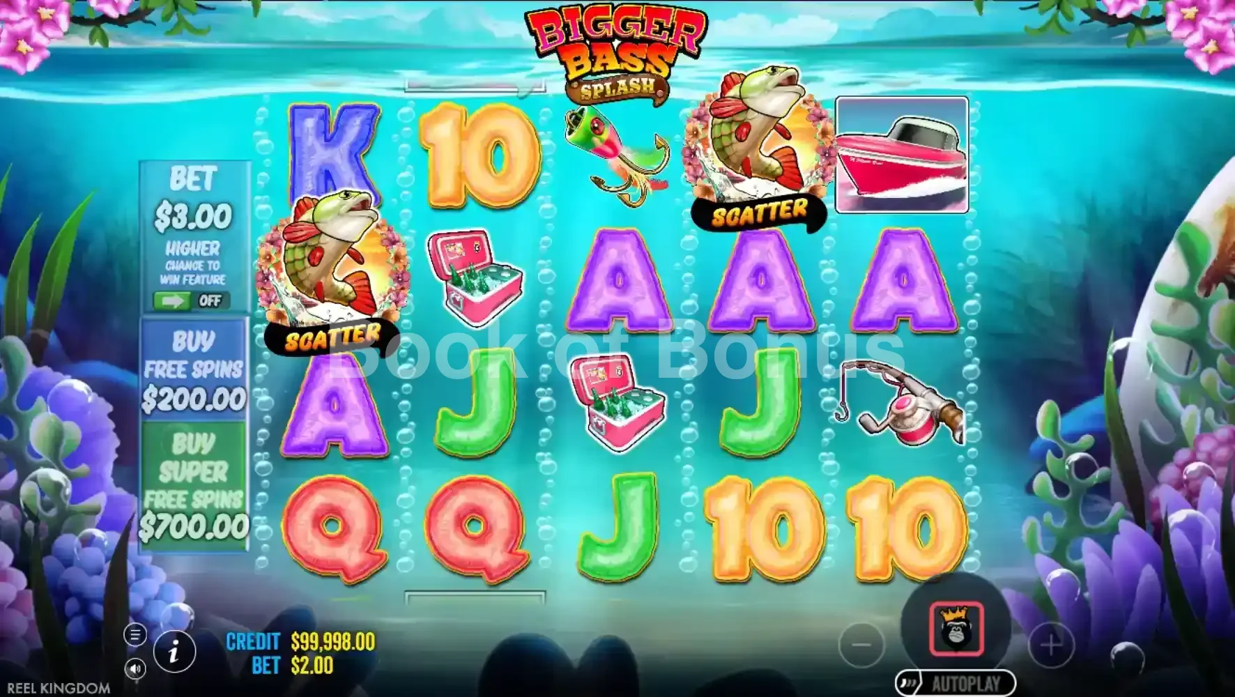 Bigger Bass Splash par Reel Kingdom - jeu de base et disposition des rouleaux