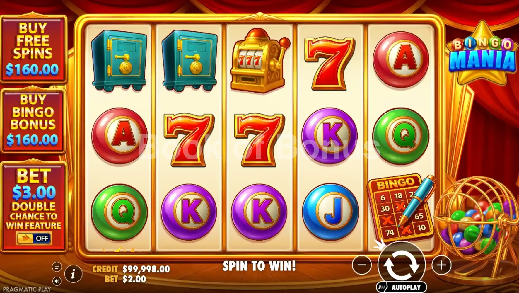 Bingo Mania par Pragmatic Play - jeu de base et disposition des rouleaux
