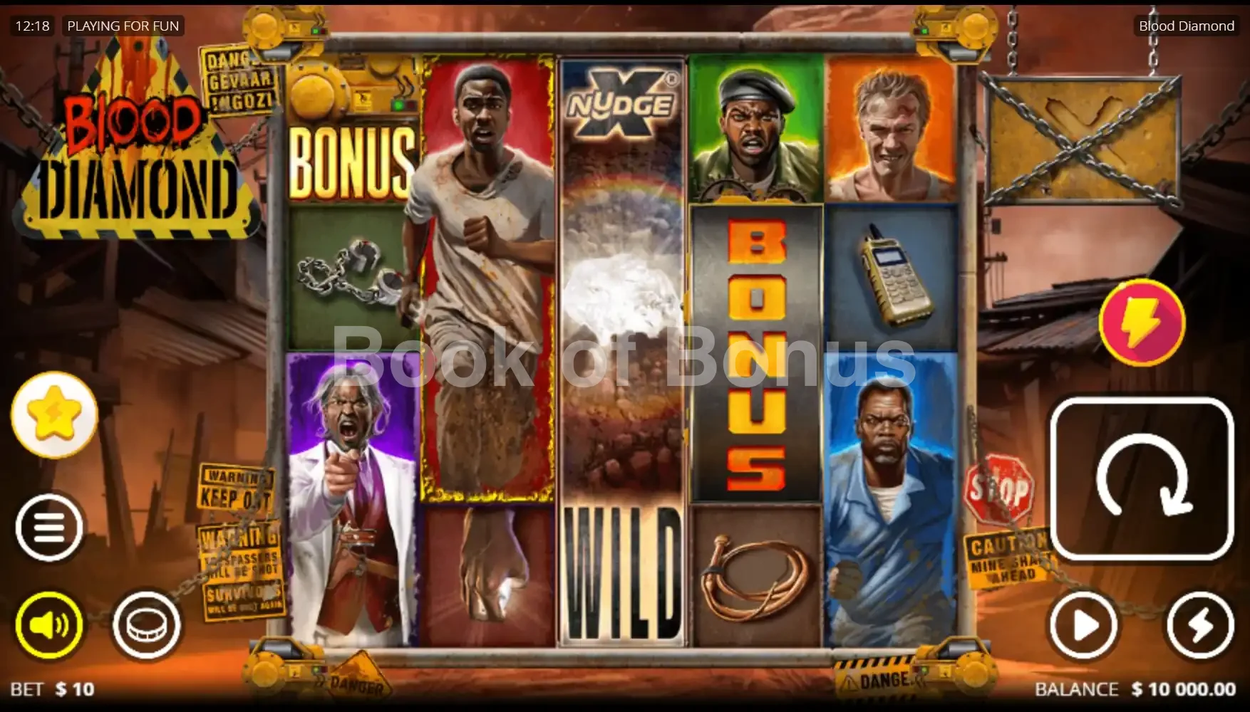 Blood Diamond par Nolimit City - jeu de base et disposition des rouleaux