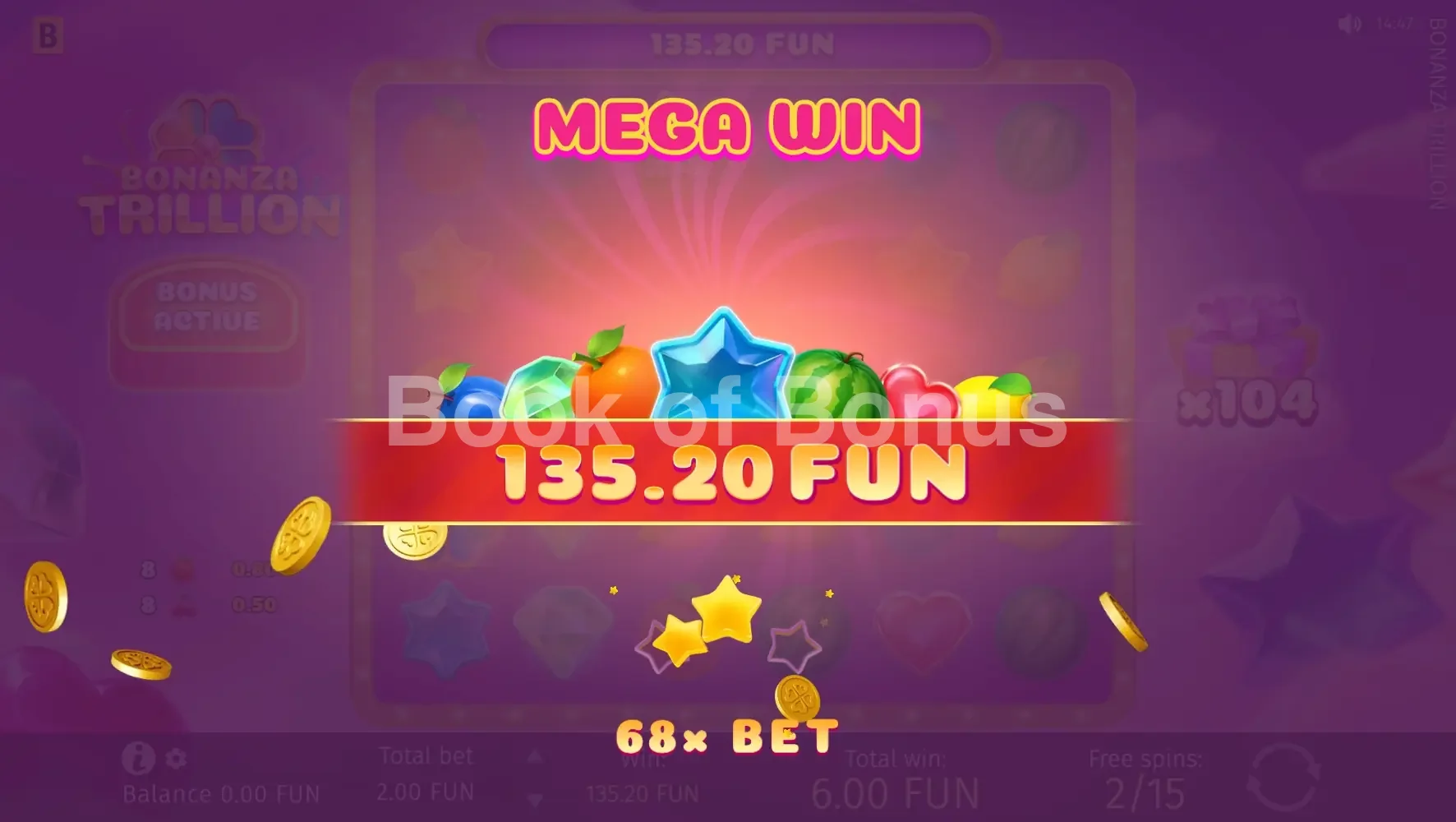 Bonanza Trillion par BGaming - gros gain