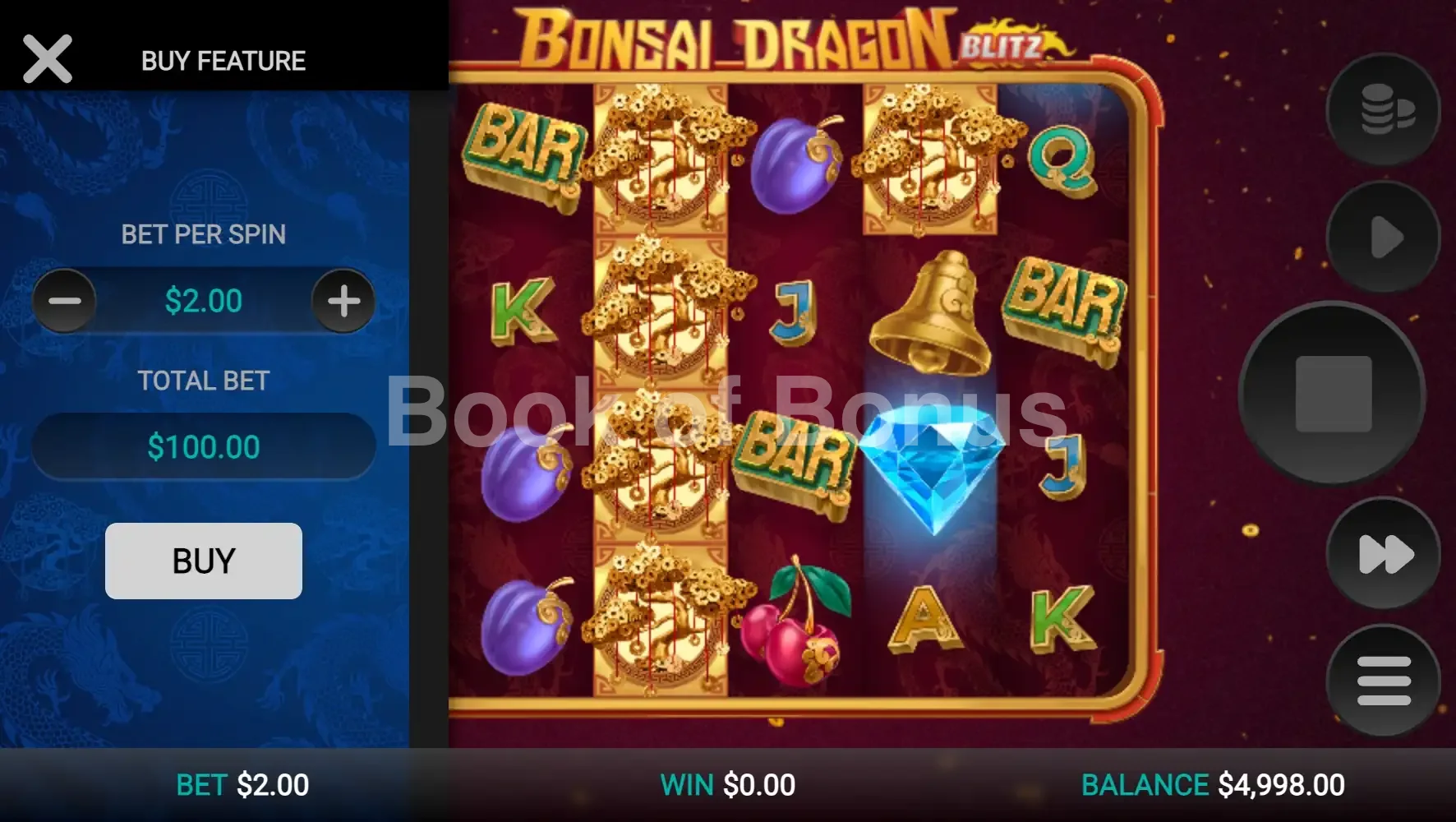 Achat de bonus Bonsai Dragon Blitz Dream Drop