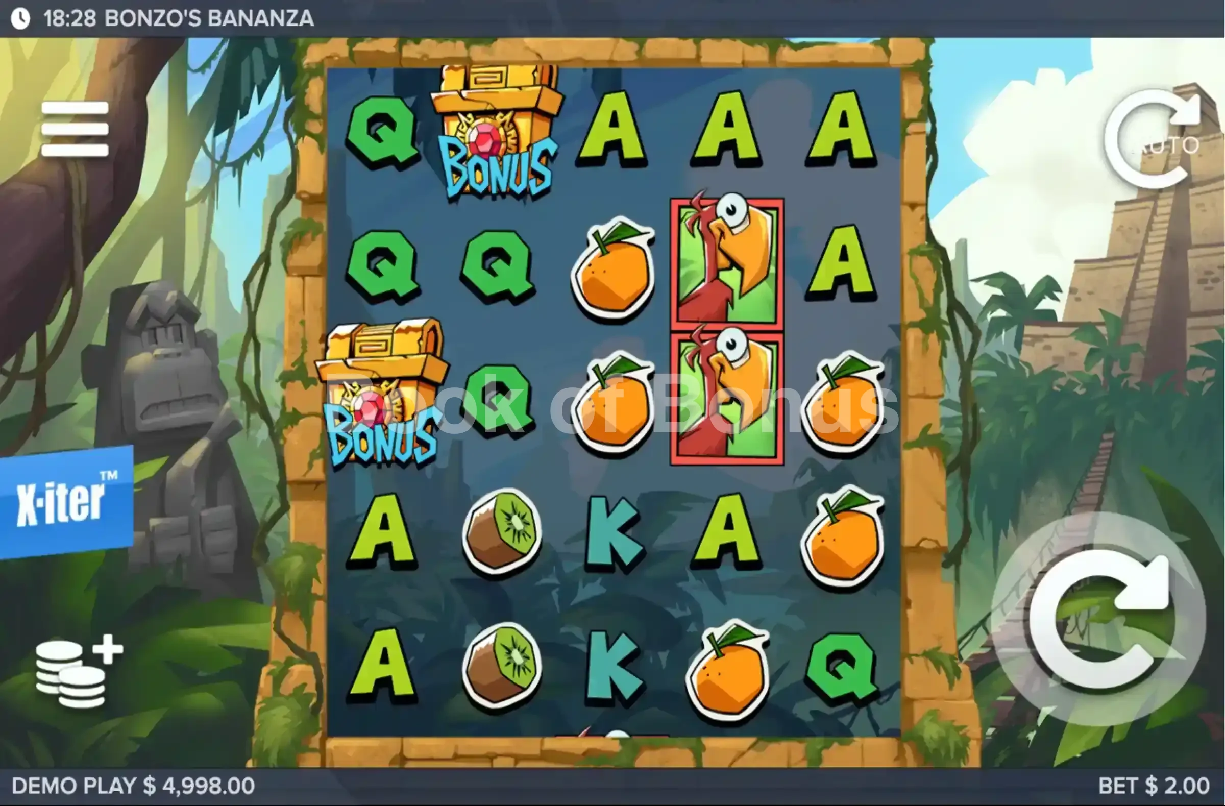 Bonzo’s Bananza par ELK Studios - jeu de base et disposition des rouleaux