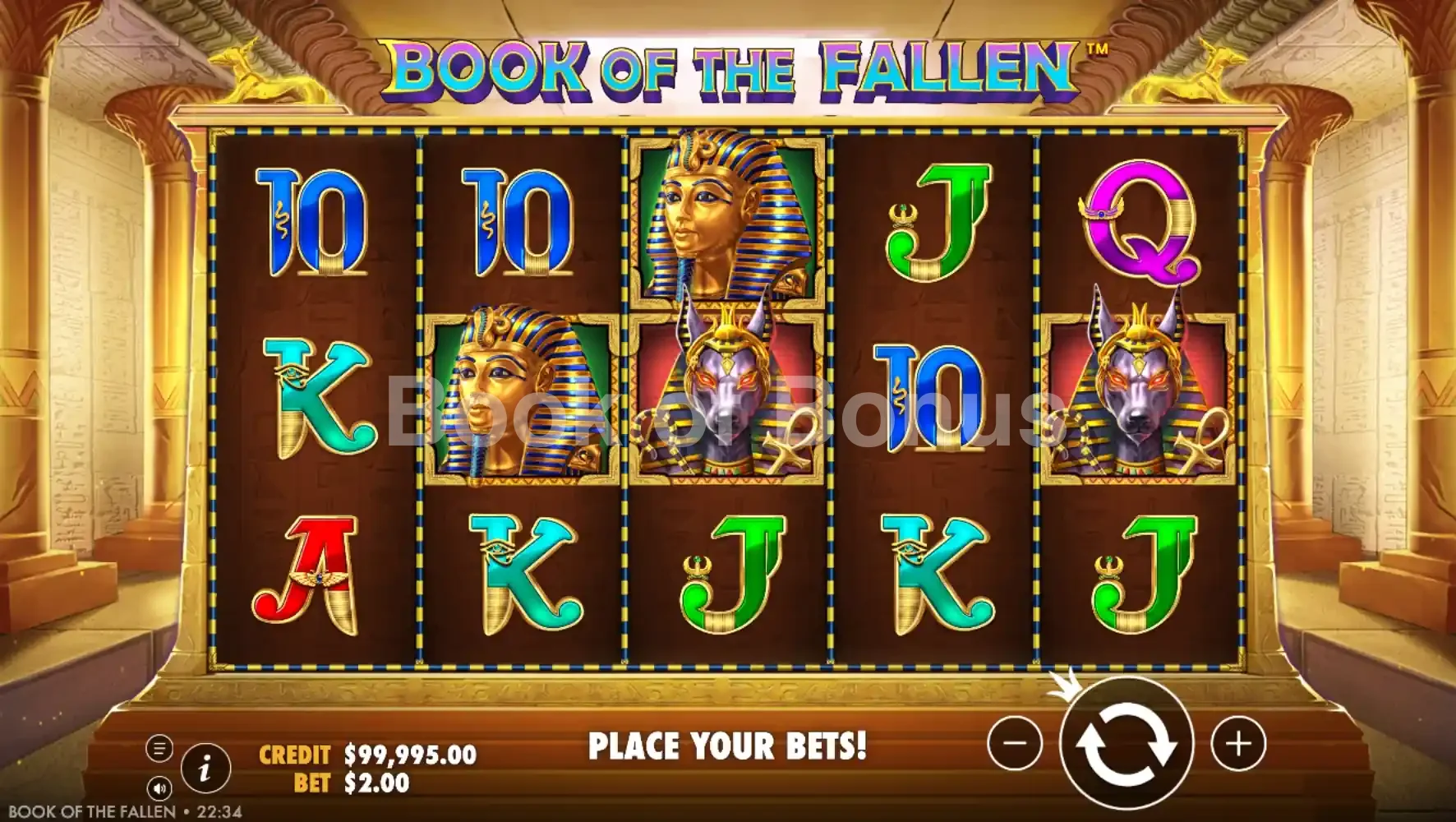 Book of Fallen par Pragmatic Play - jeu de base et disposition des rouleaux