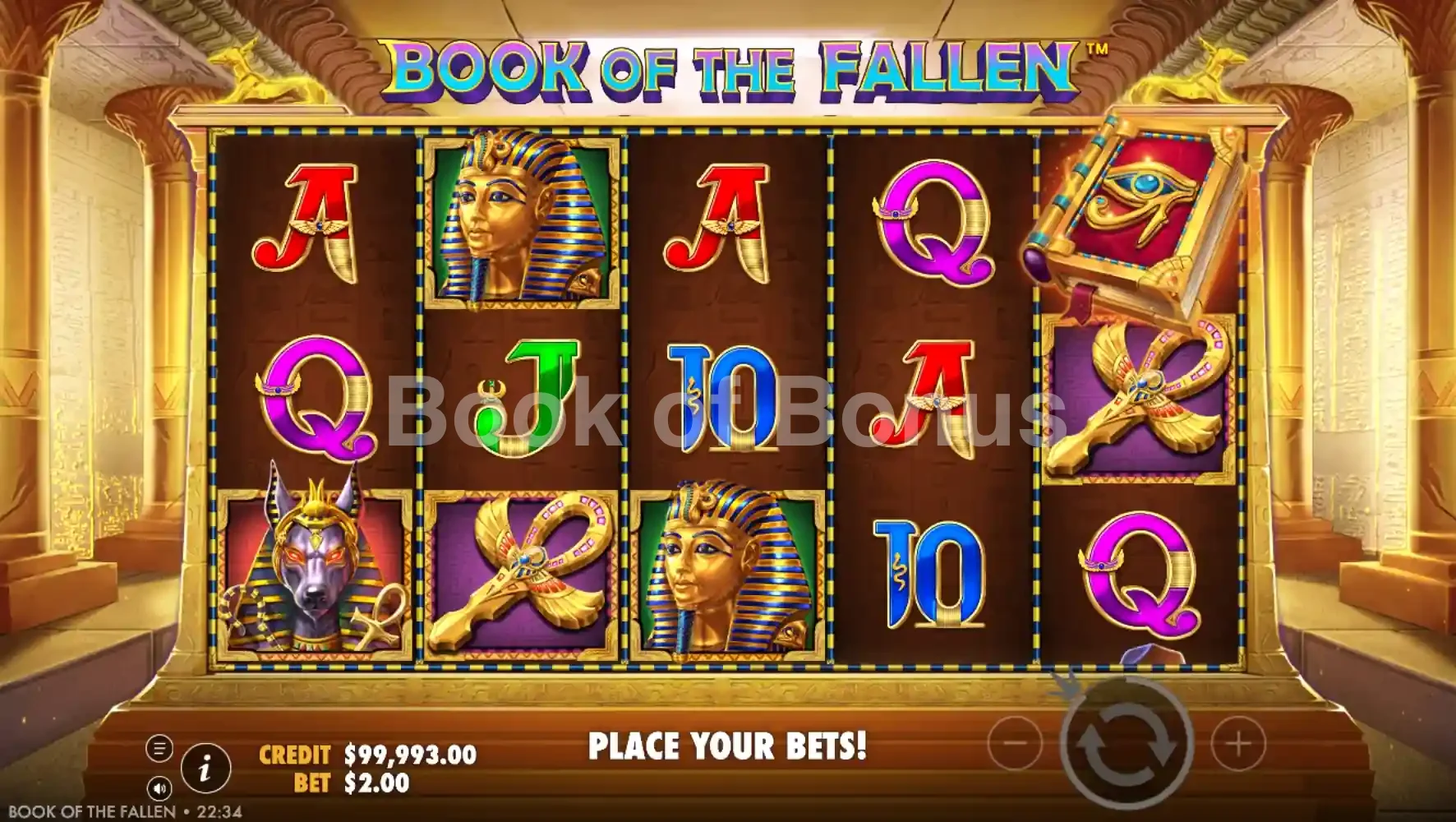 Book of Fallen par Pragmatic Play - base game 2