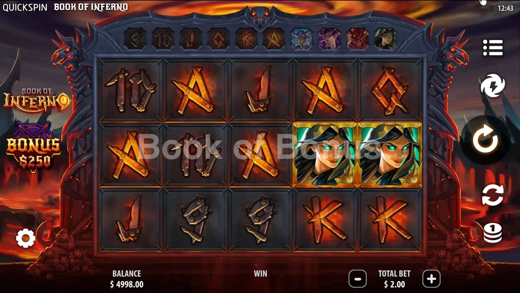 Jeu de base Book of Inferno