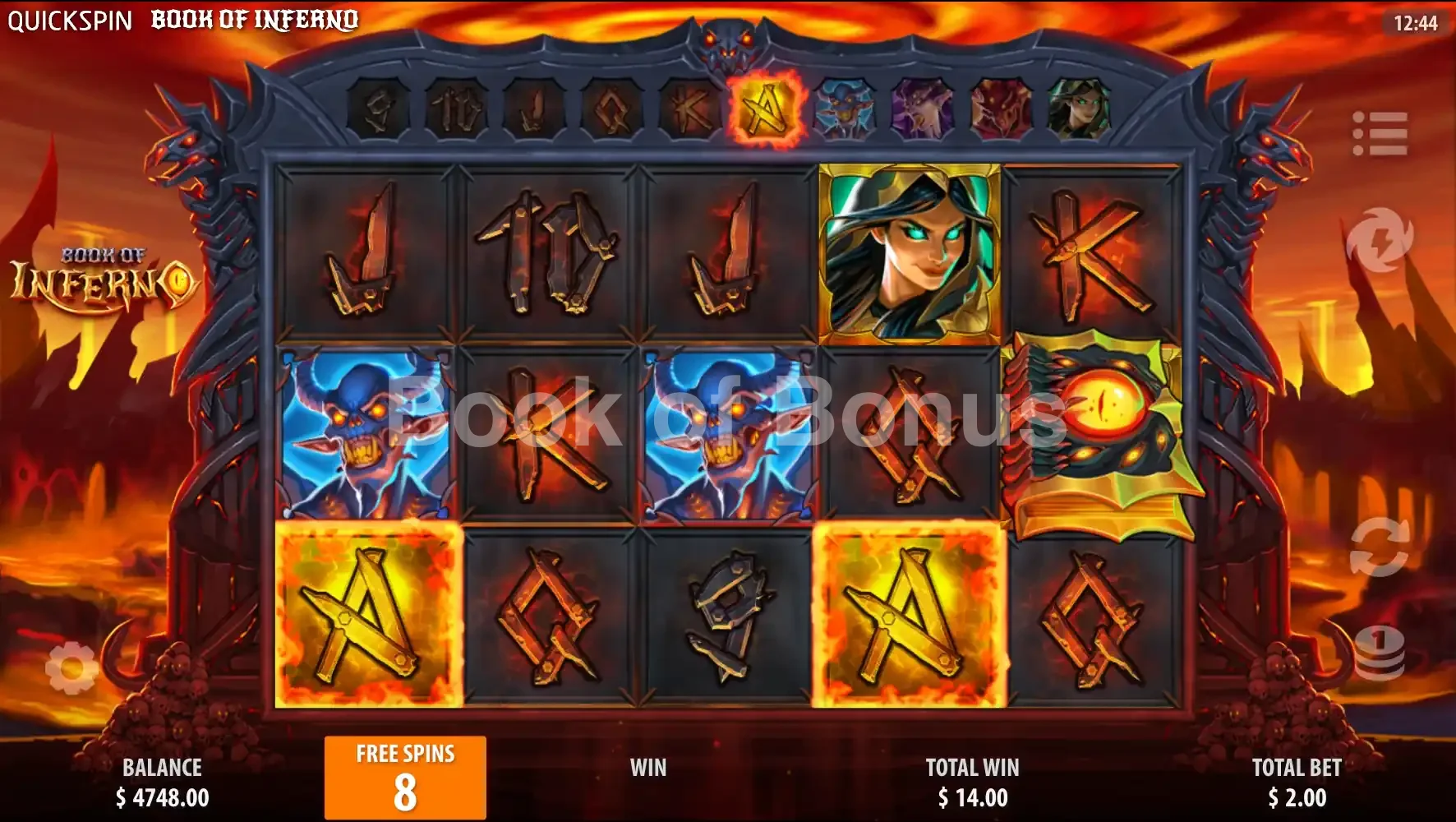 Tours gratuits Book of Inferno