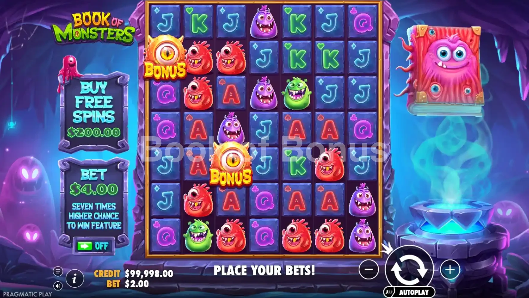 Book of Monsters par Pragmatic Play - jeu de base et disposition des rouleaux
