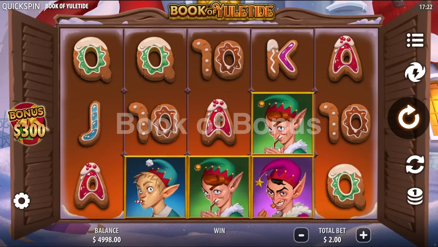 Book of Yuletide par Quickspin - jeu de base et disposition des rouleaux