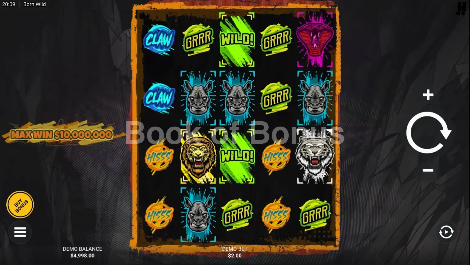 Born Wild par Hacksaw Gaming - jeu de base et disposition des rouleaux