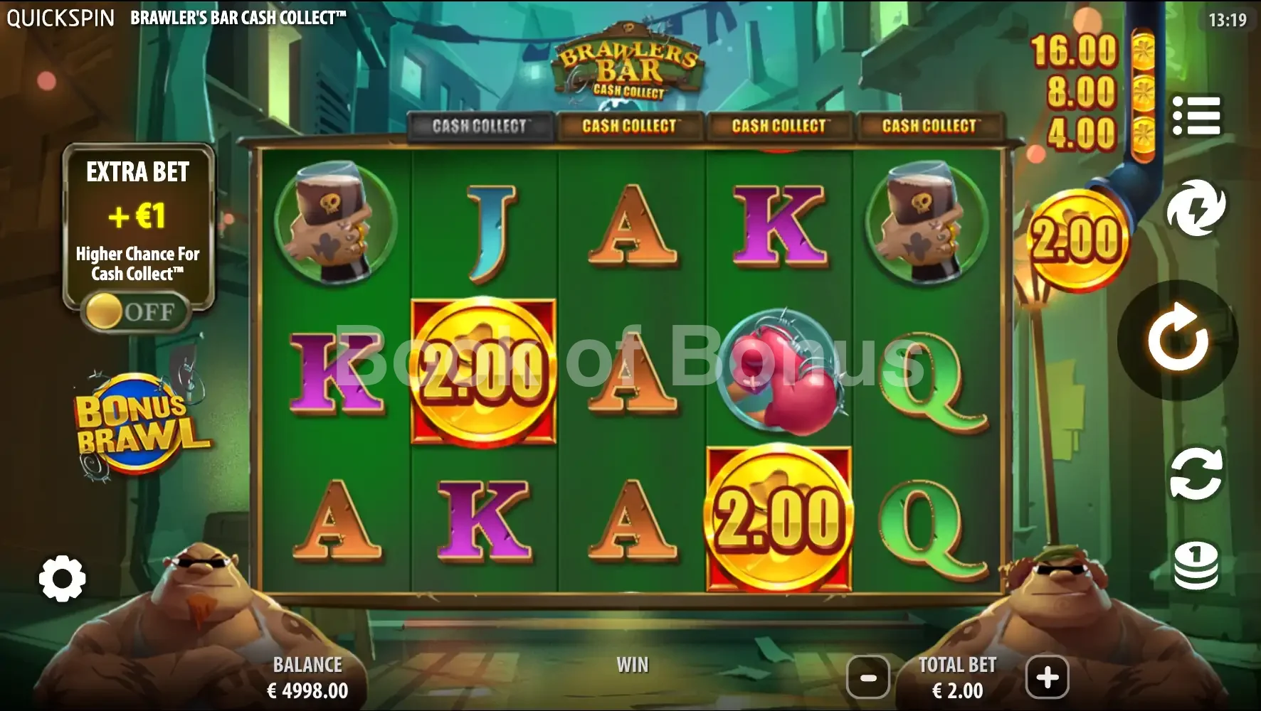 Brawler’s Bar par Quickspin - jeu de base et disposition des rouleaux