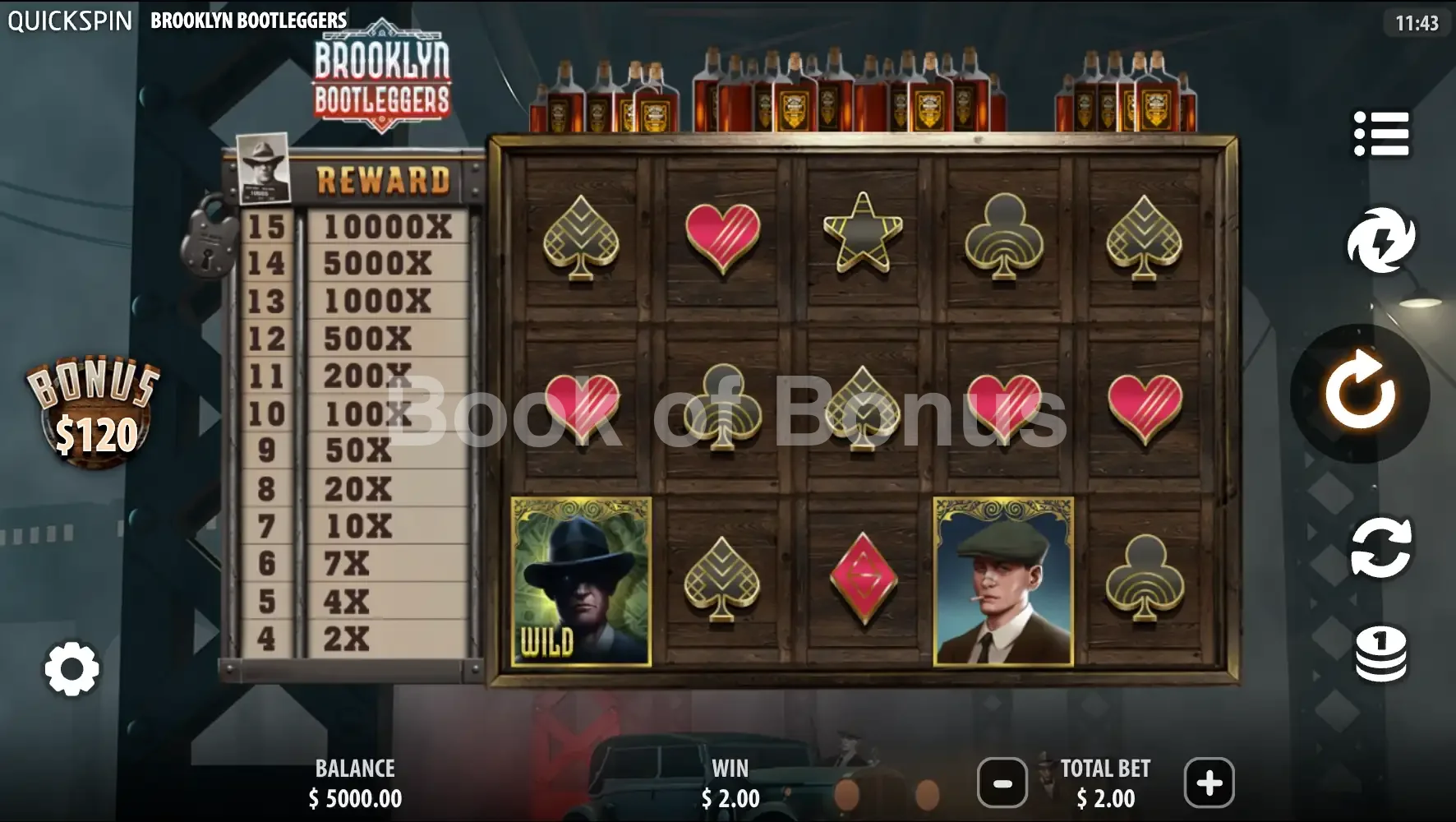 Brooklyn Bootleggers par Quickspin - jeu de base et disposition des rouleaux