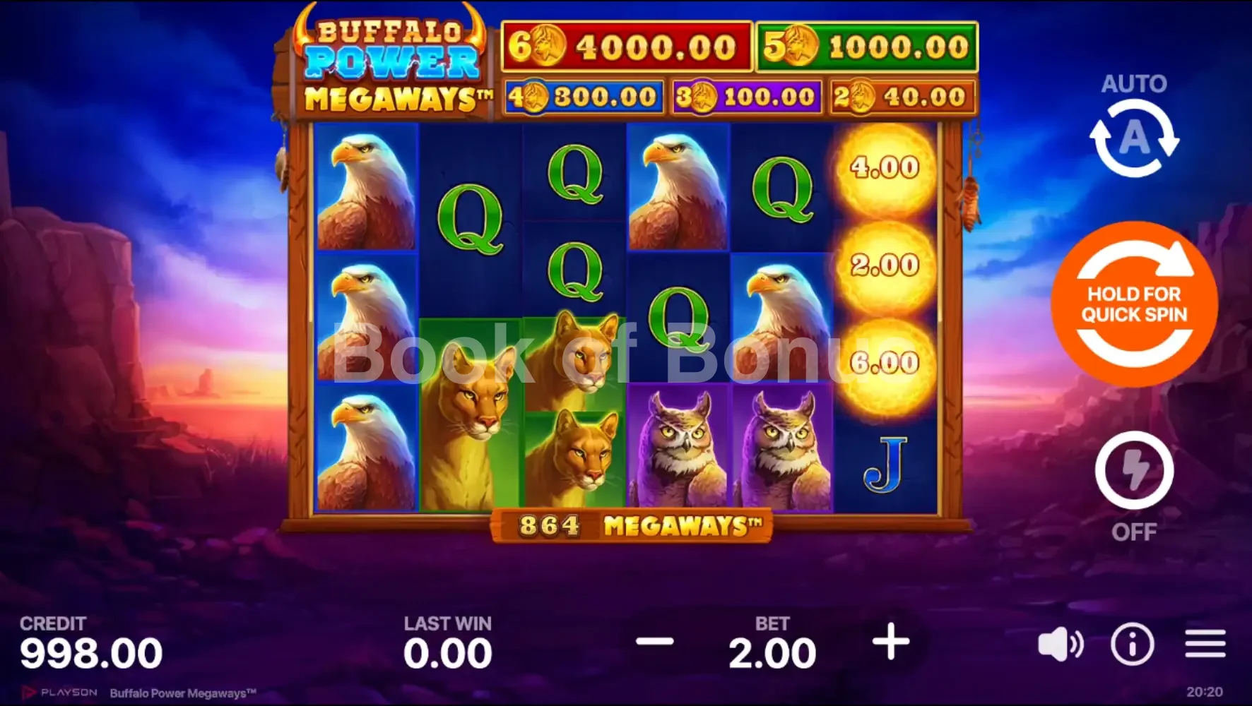Buffalo Power Megaways par Playson - jeu de base et disposition des rouleaux