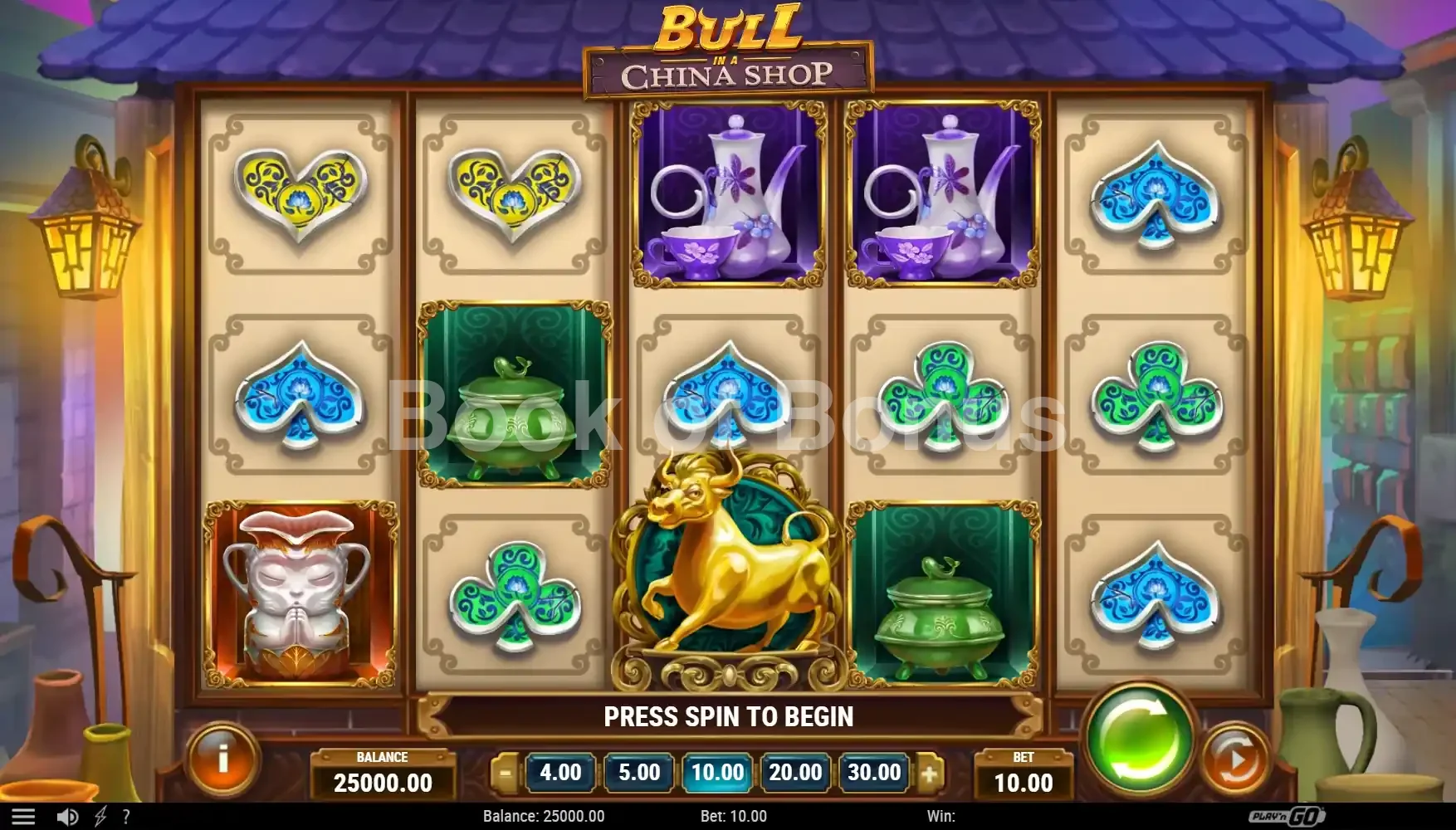Bull in a China Shop par Play'n GO - jeu de base et disposition des rouleaux