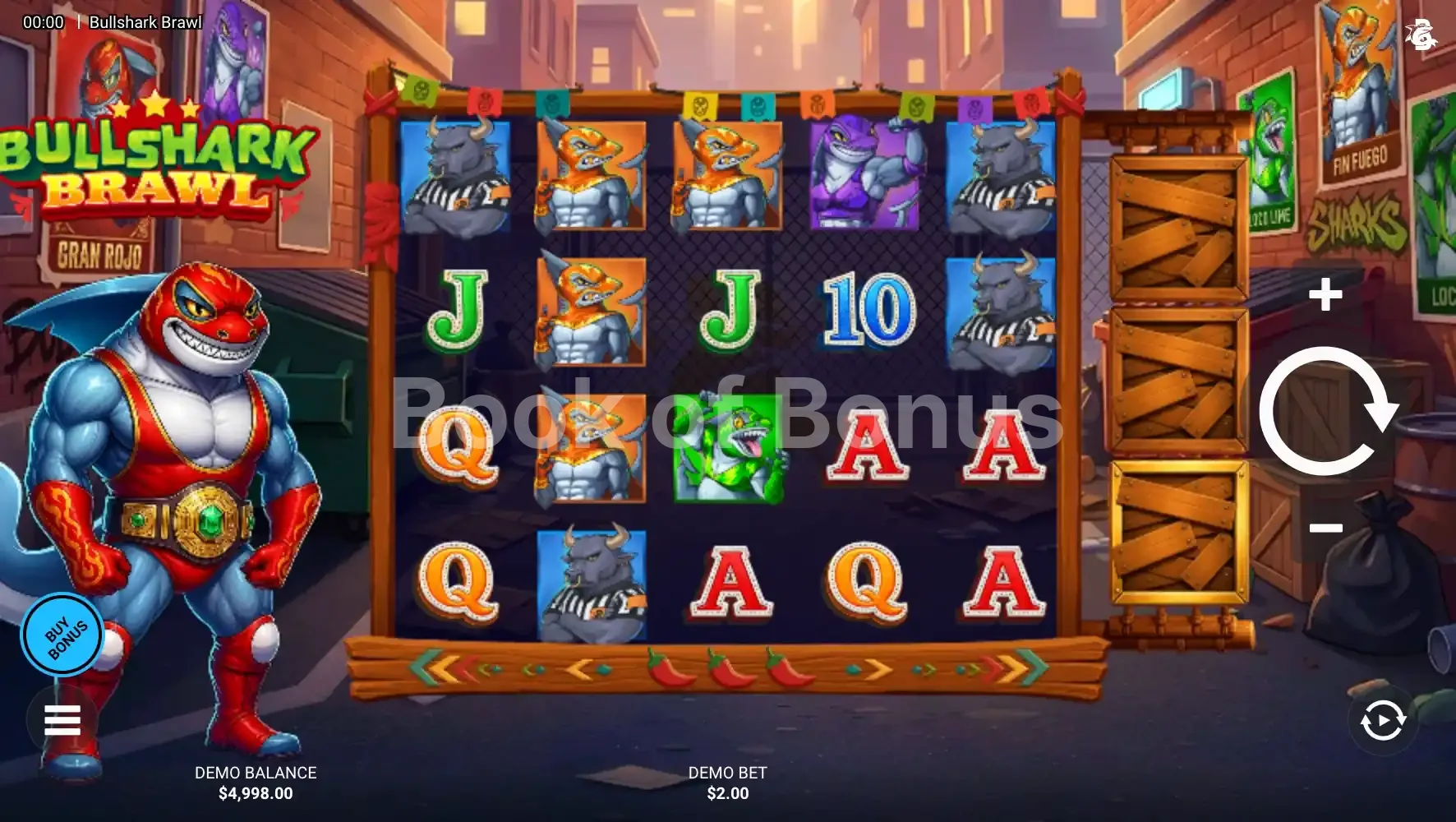 Bullshark Brawl par Hacksaw Gaming - jeu de base et disposition des rouleaux