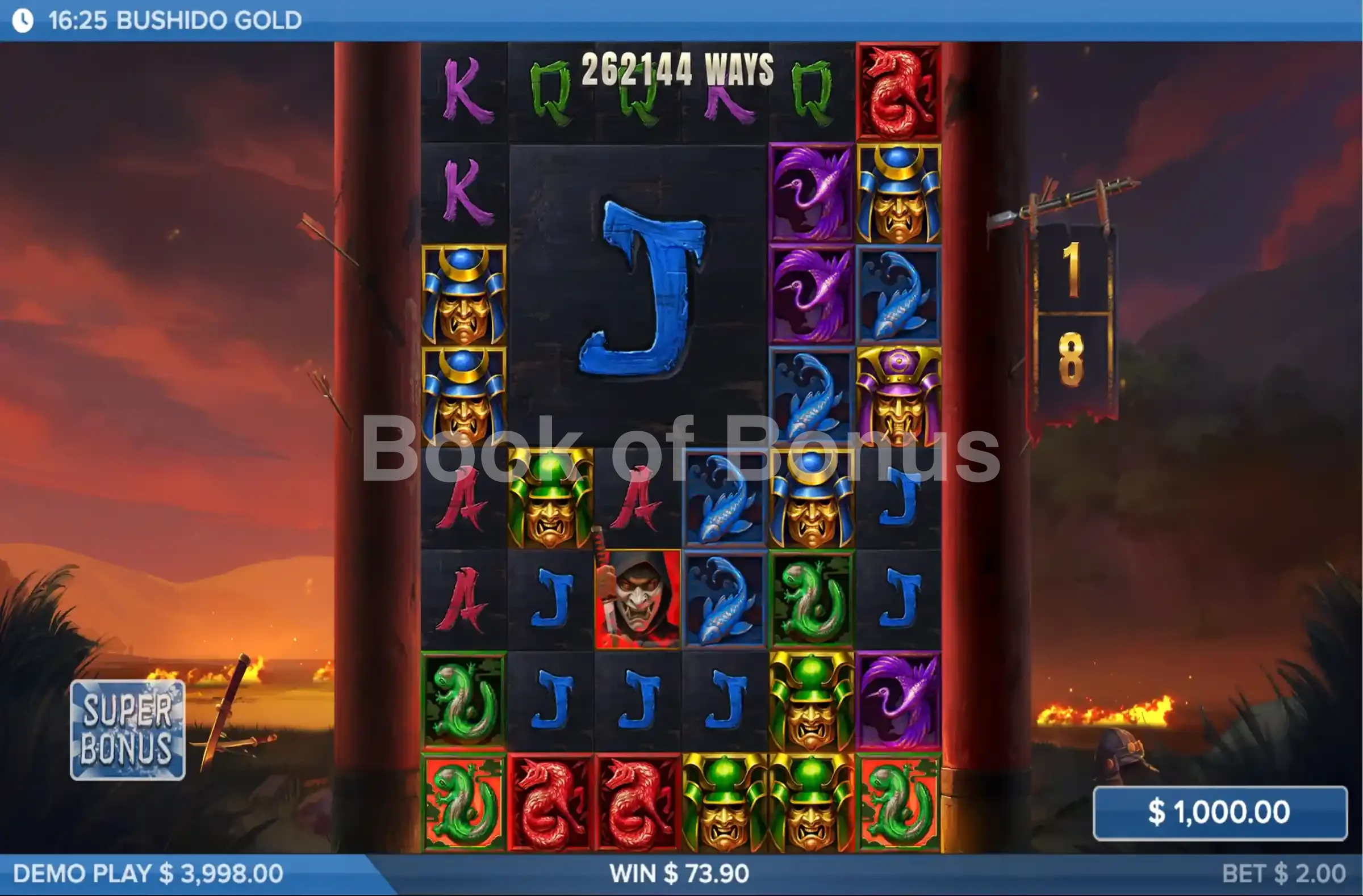 Bushido Gold par ELK Studios - tours gratuits