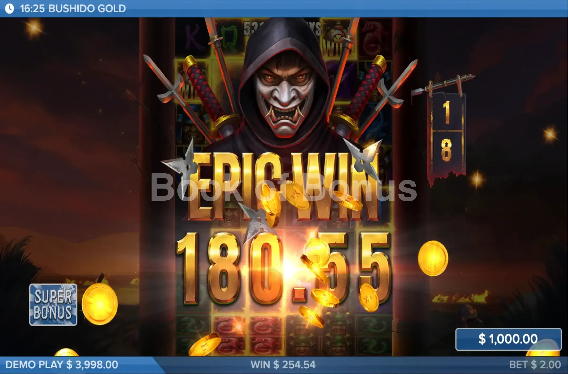 Bushido Gold par ELK Studios - gros gain