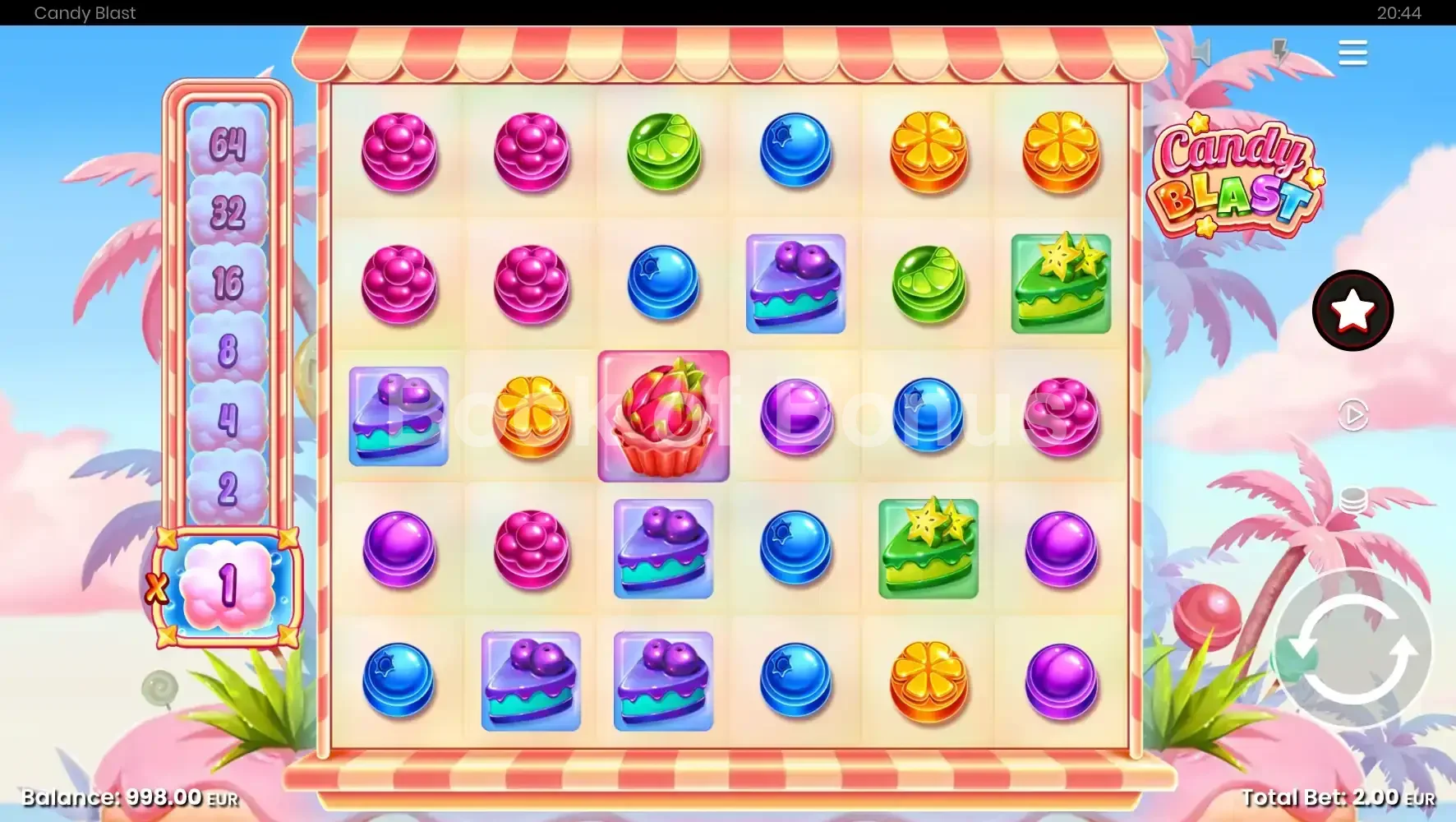 Candy Blast par Push Gaming - jeu de base et disposition des rouleaux