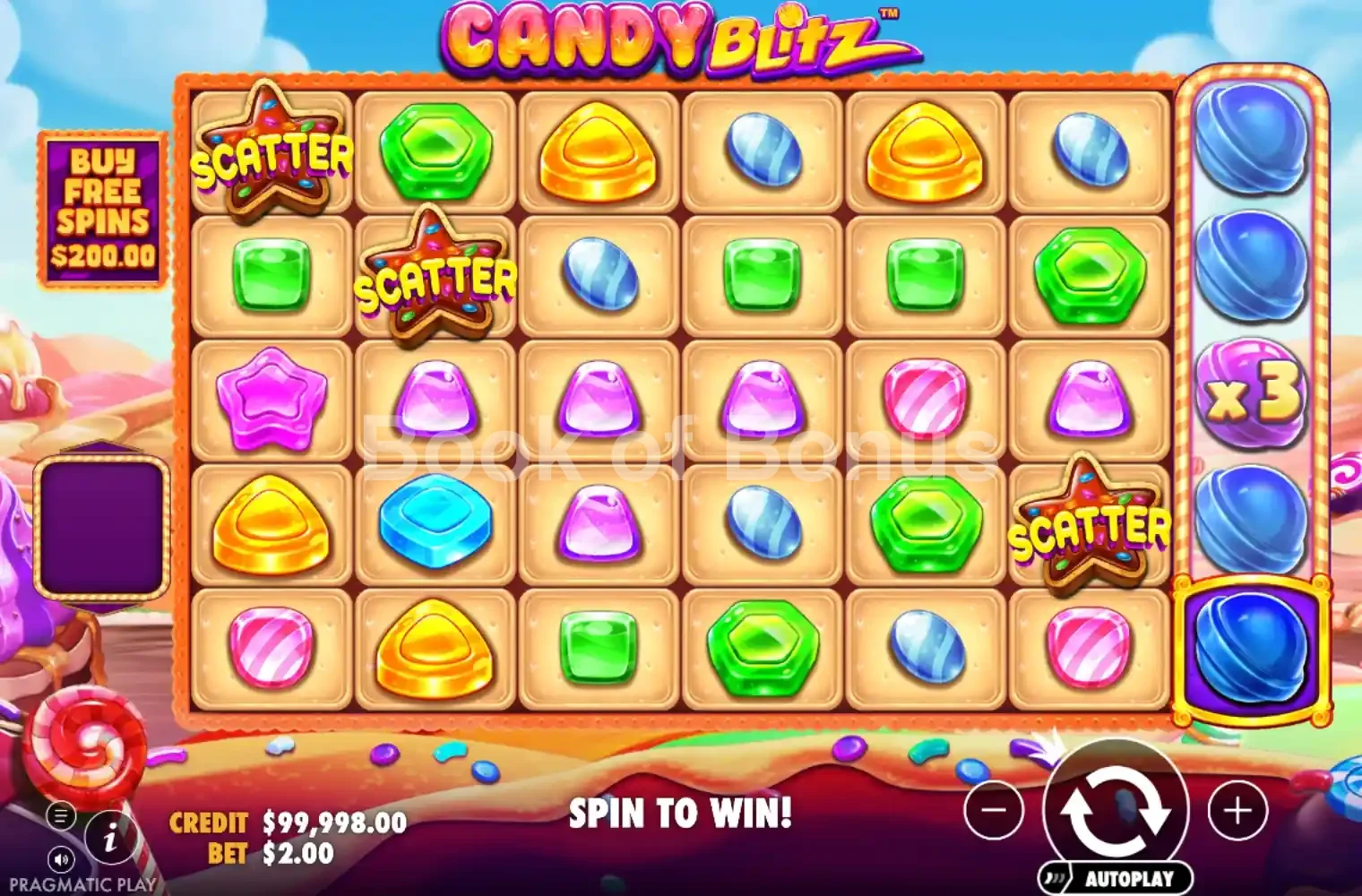 Candy Blitz par Pragmatic Play - jeu de base et disposition des rouleaux