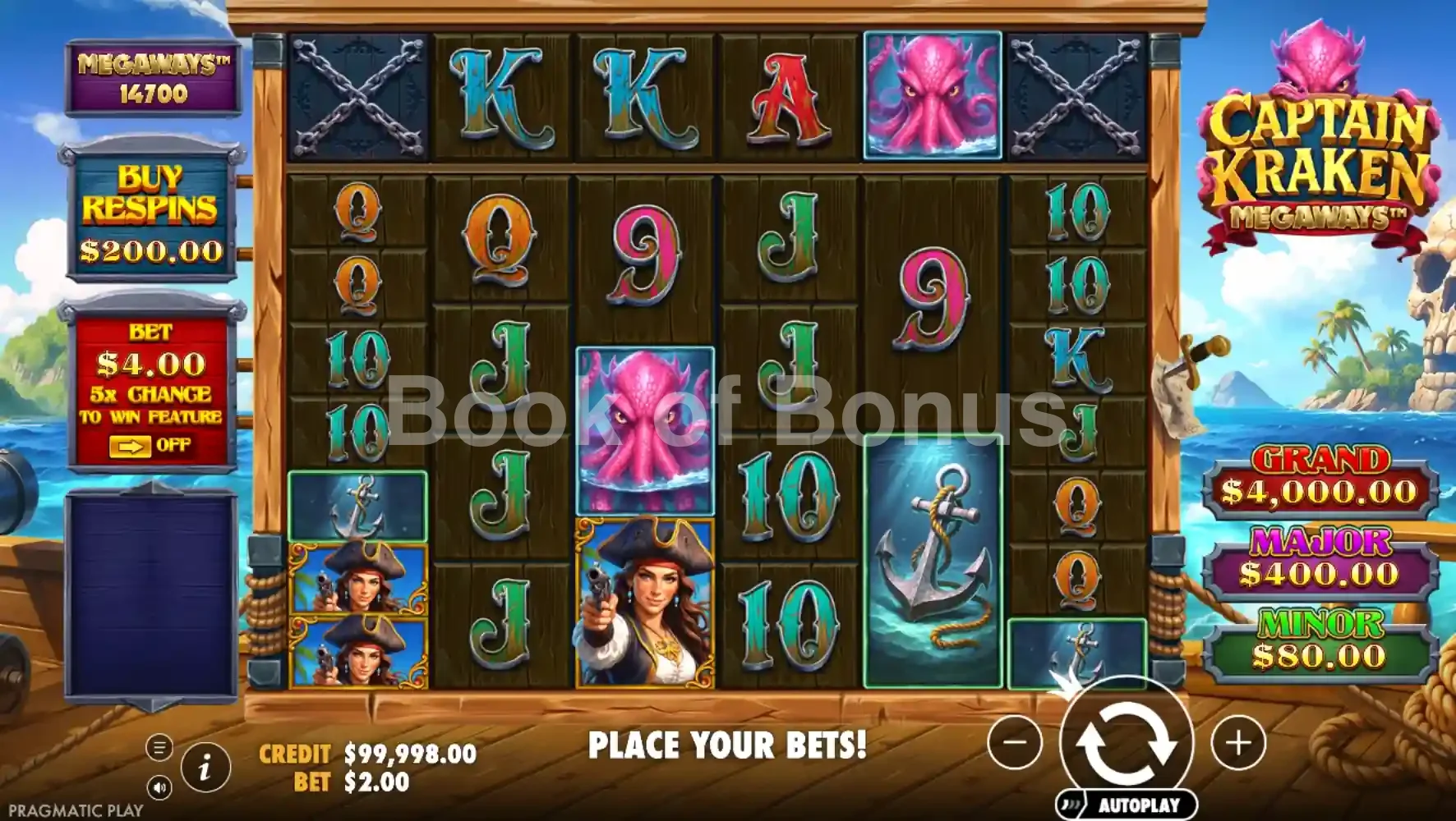 Jeu de base Captain Kraken Megaways