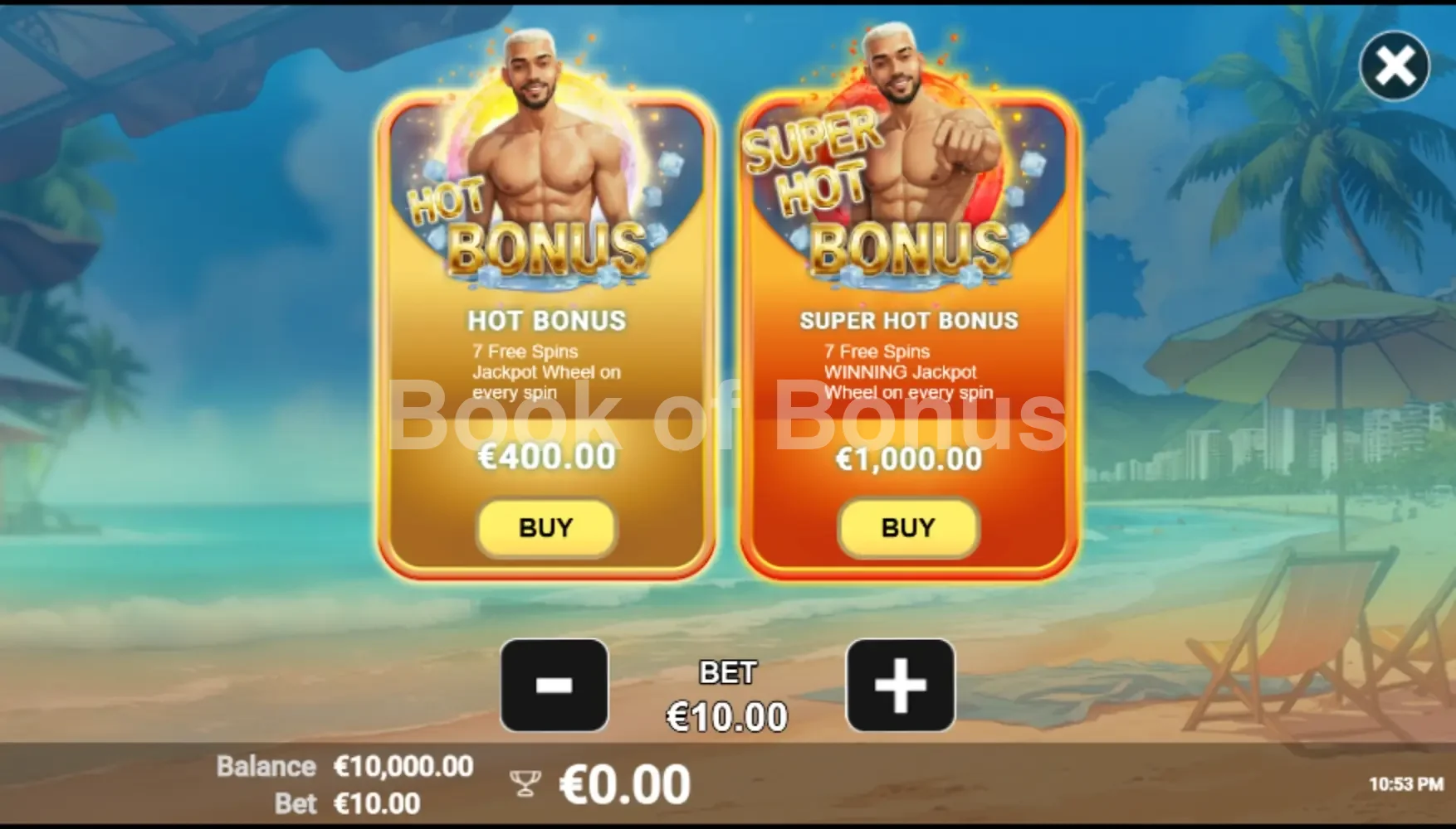 Carioca Vibes par Avatar UX - menu d'achat de bonus et options