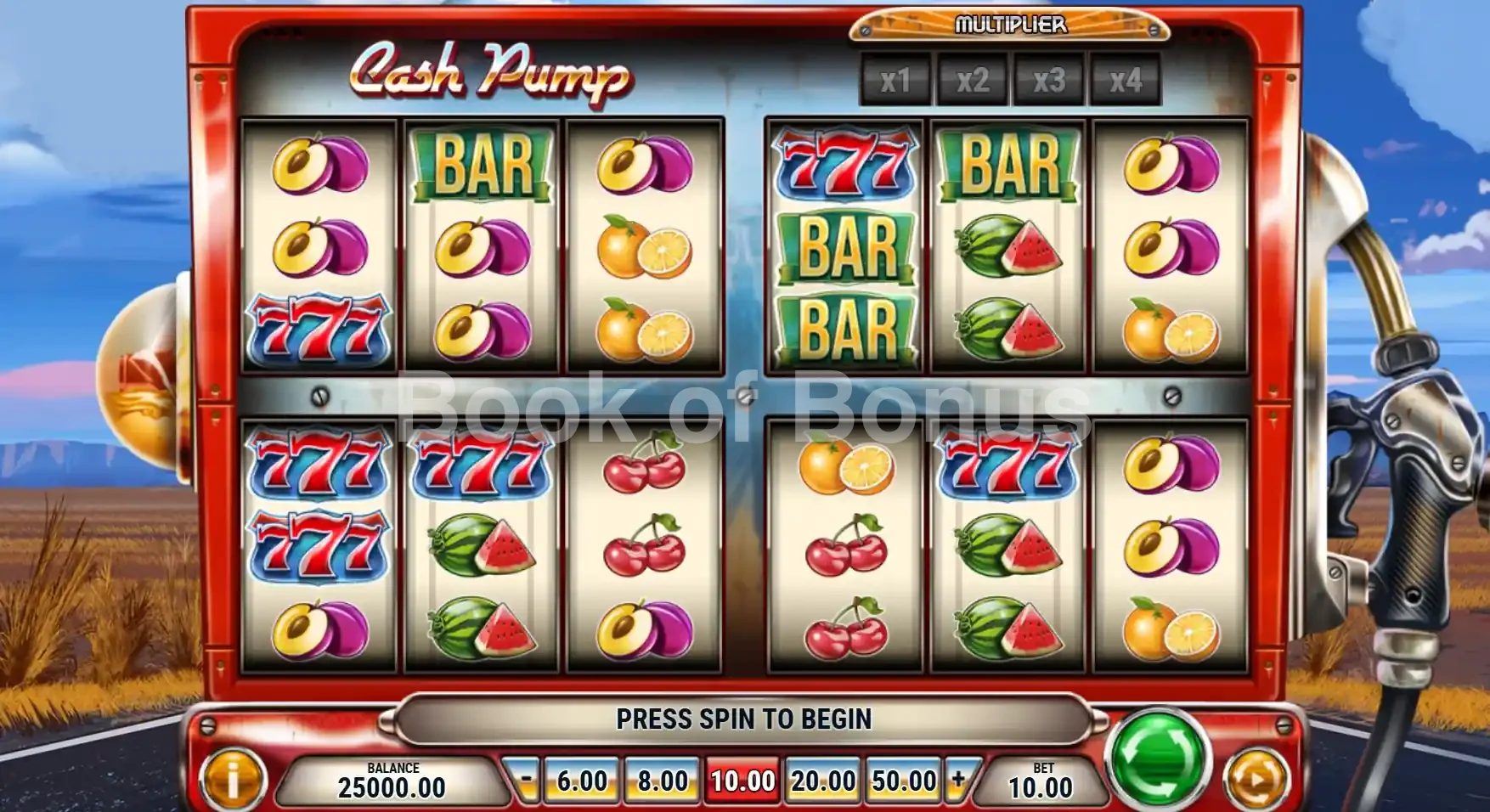 Cash Pump par Play'n GO - jeu de base et disposition des rouleaux
