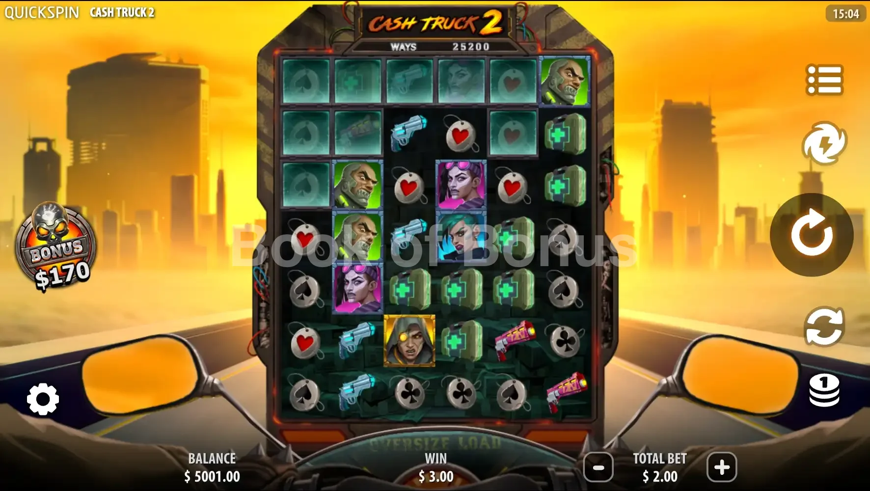 Cash Truck 2 par Quickspin - jeu de base et disposition des rouleaux