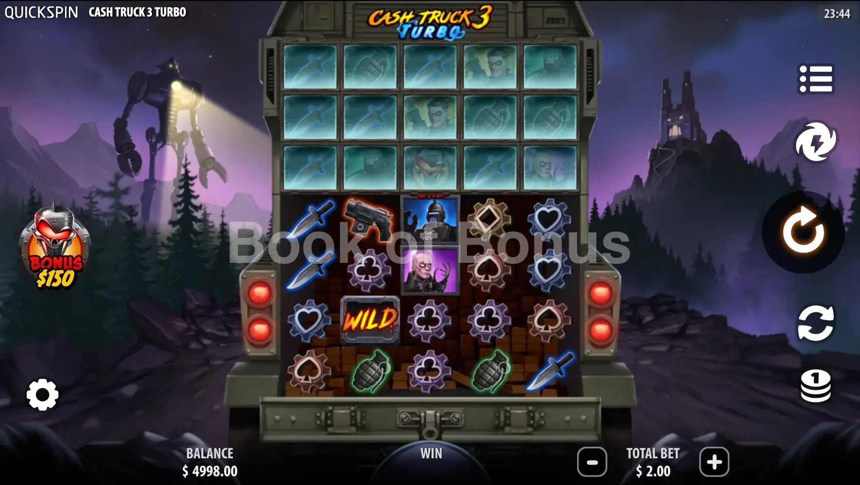 Cash Truck 3 Turbo par Quickspin - jeu de base et disposition des rouleaux