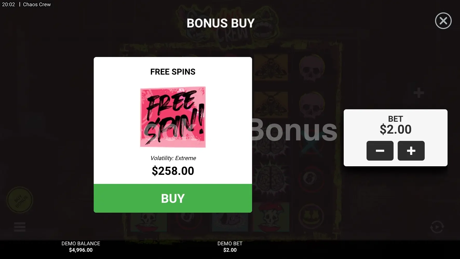 Option achat bonus Chaos Crew