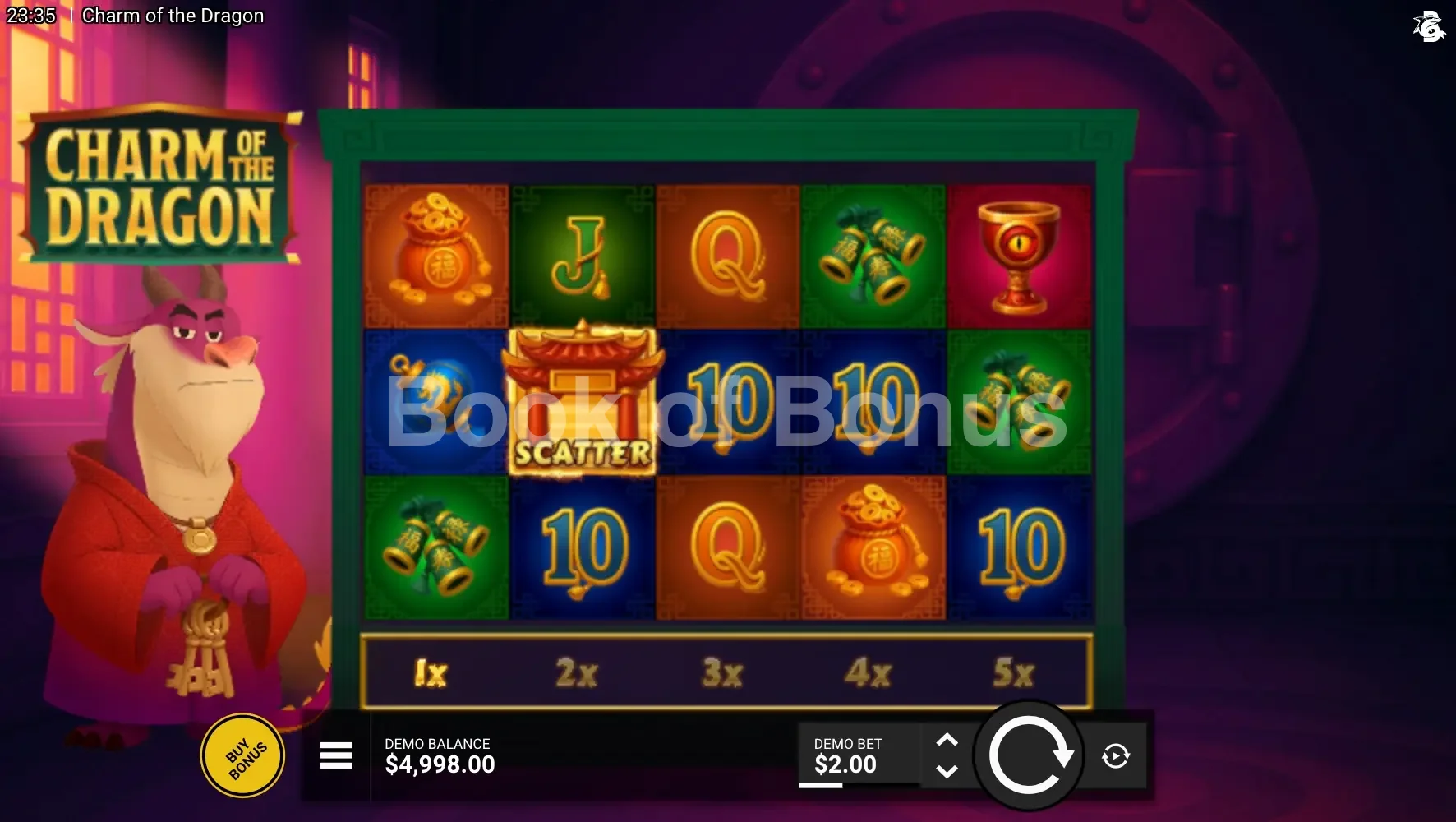 Charm of the Dragon par Hacksaw Gaming - jeu de base et disposition des rouleaux