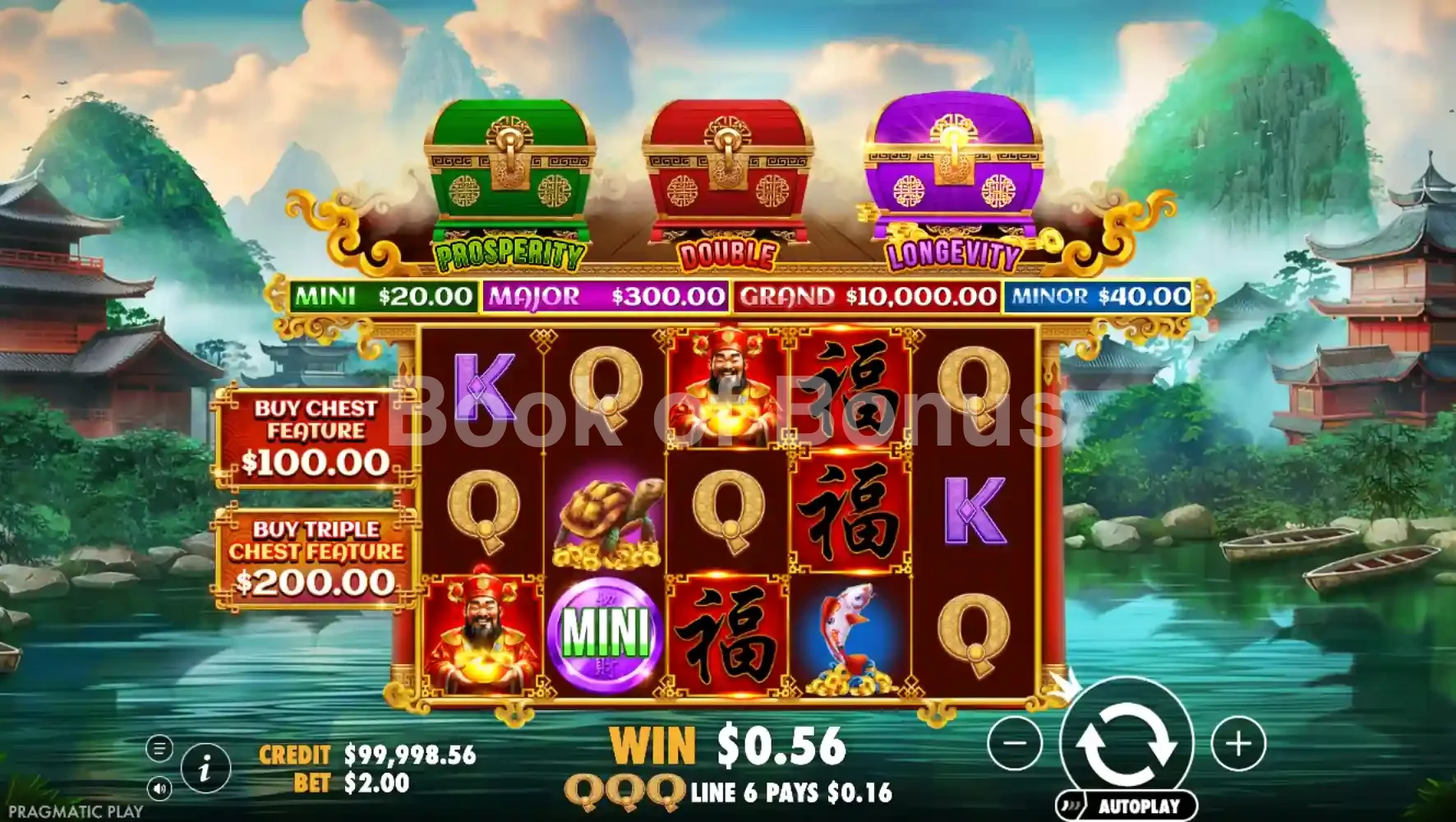 Chests of Cai Shen par Pragmatic Play - jeu de base et disposition des rouleaux