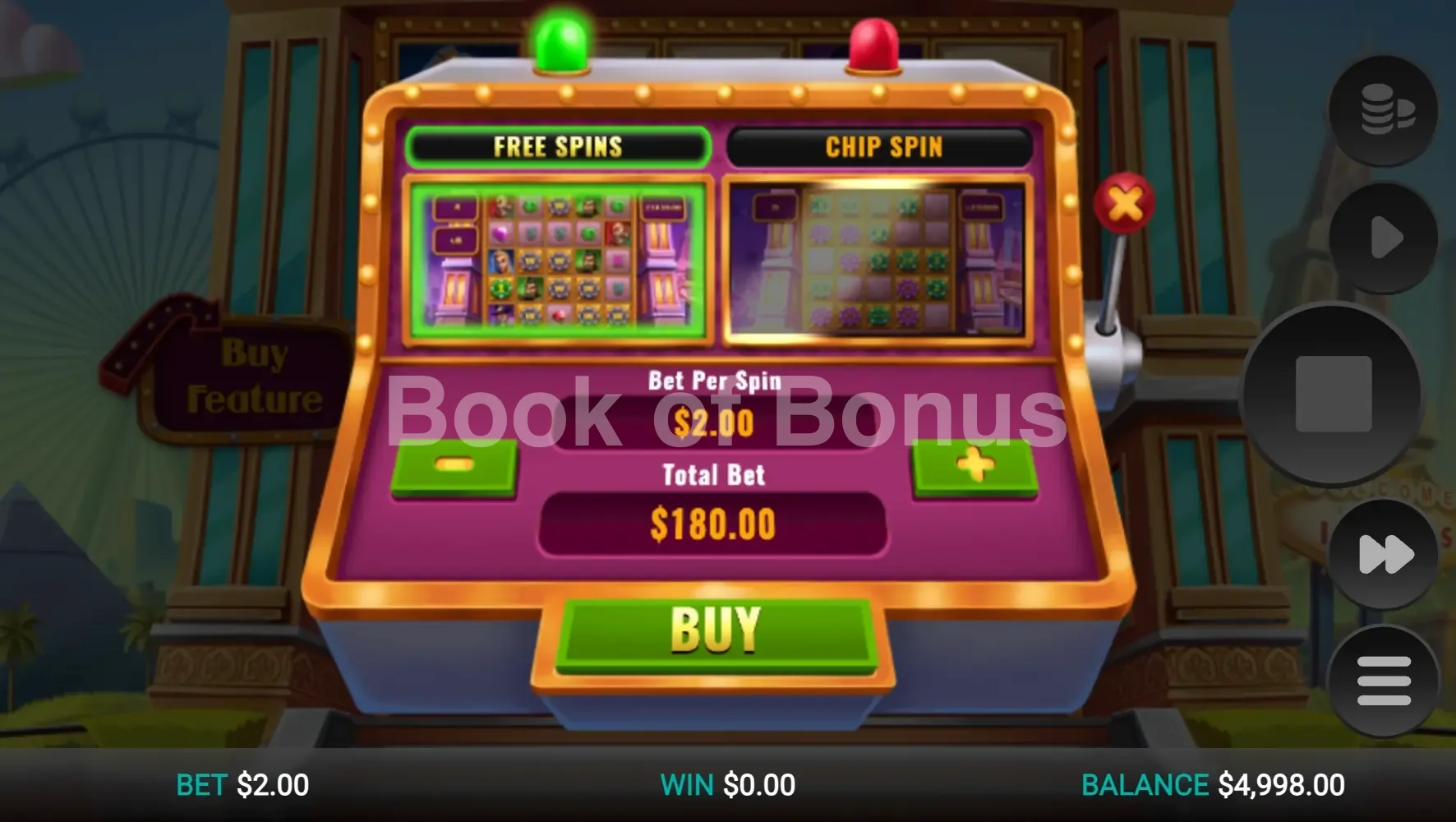 Achat de bonus Chip Spin