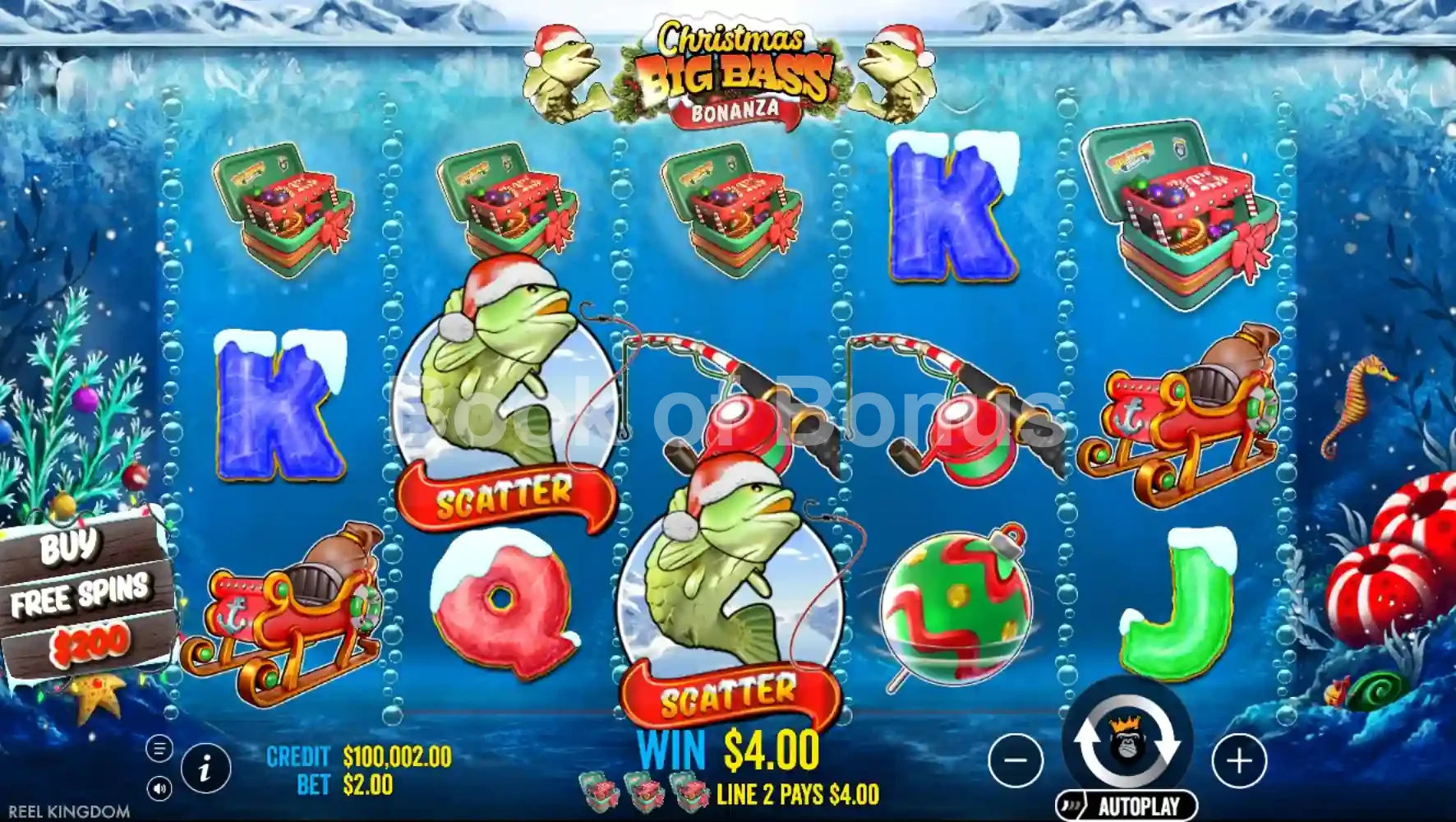 Christmas Big Bass Bonanza par Reel Kingdom - jeu de base et disposition des rouleaux