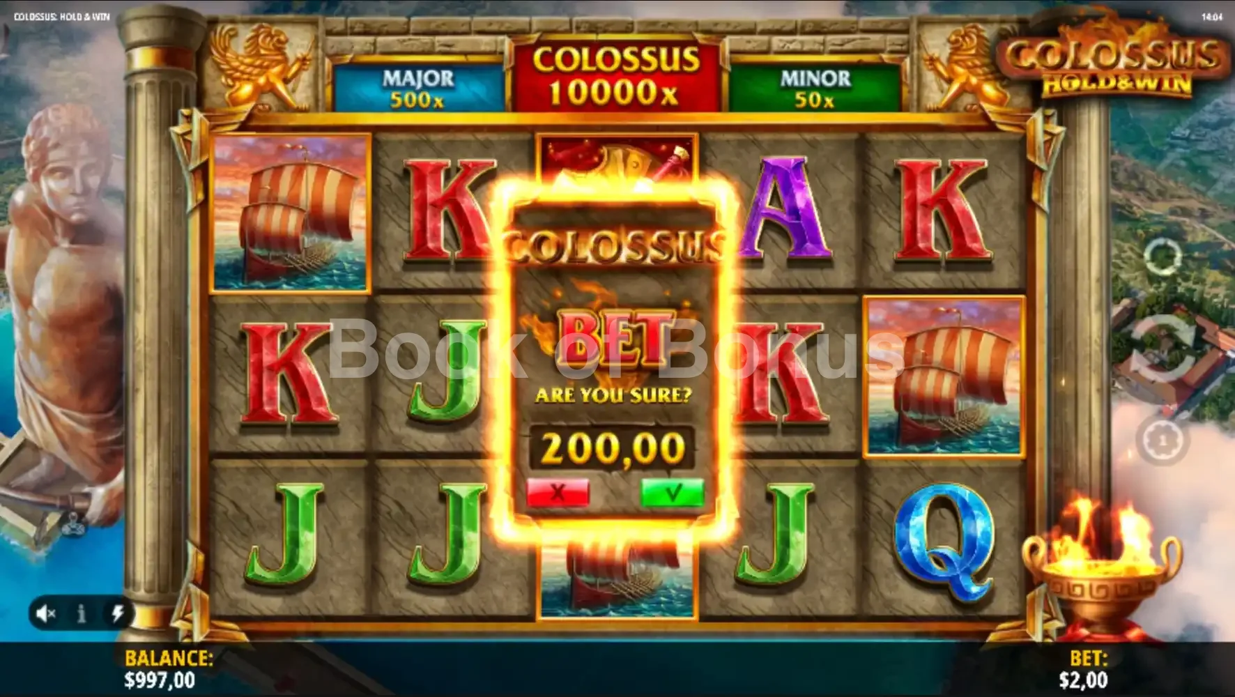Colossus Hold & Win par iSoftBet - menu d'achat de bonus et options