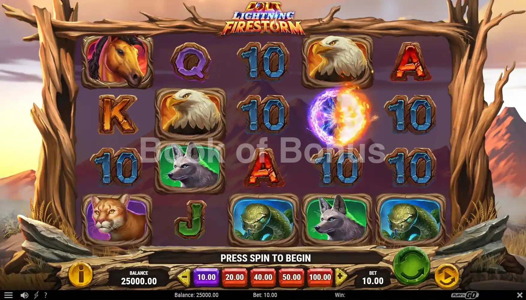 Colt Lightning Firestorm par Play'n GO - jeu de base et disposition des rouleaux