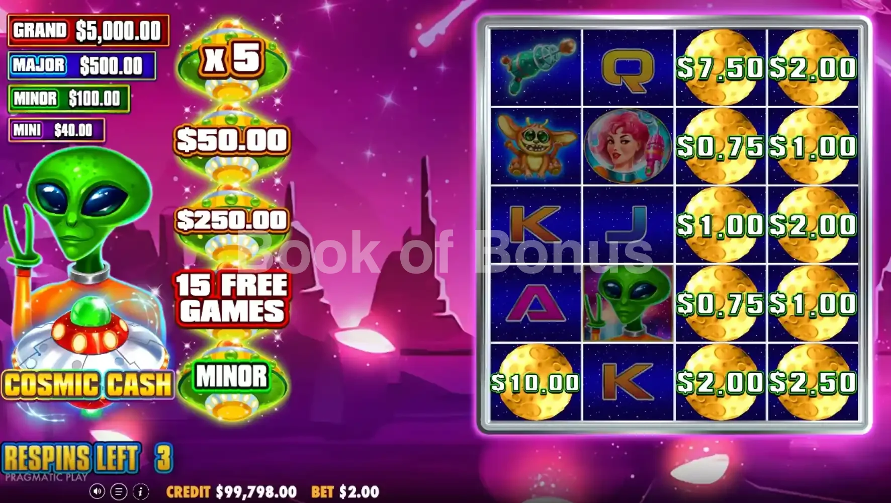 Cosmic Cash par Pragmatic Play - tours gratuits