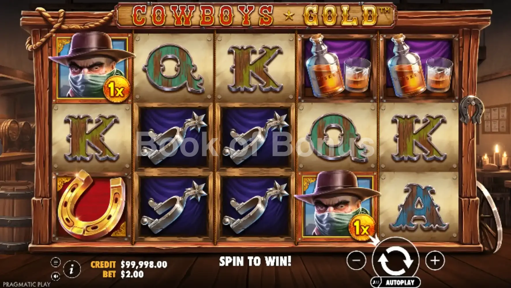 Cowboys Gold par Pragmatic Play - jeu de base et disposition des rouleaux
