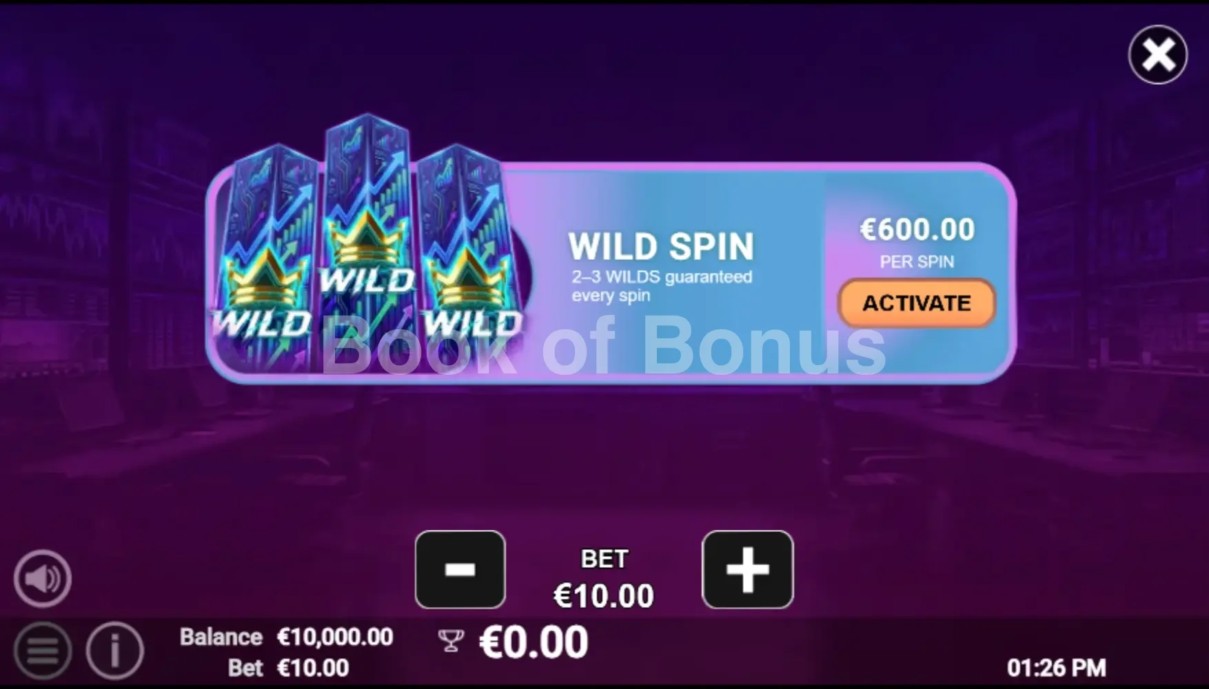 Crypto Crown 20 par Avatar UX - menu d'achat de bonus et options