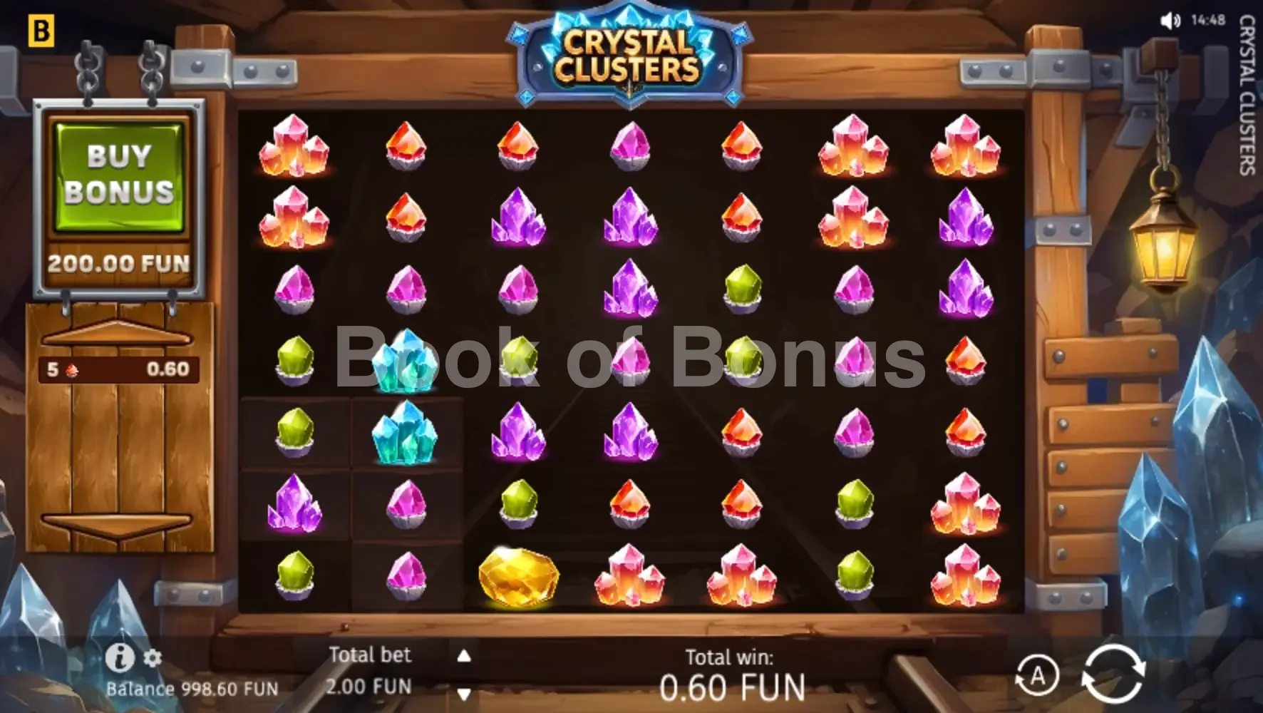 Crystal Clusters par BGaming - jeu de base et disposition des rouleaux