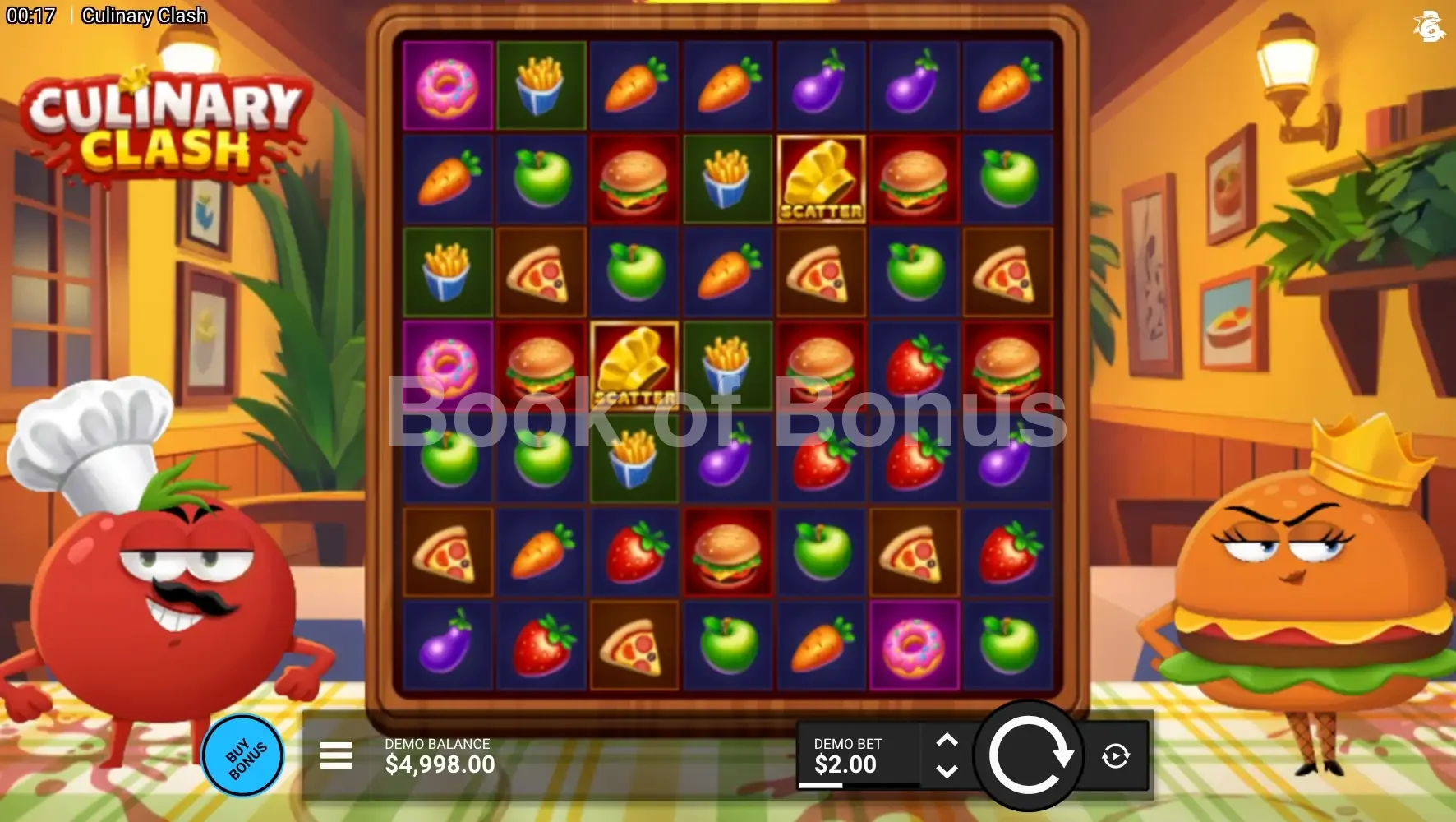 Culinary Clash par Hacksaw Gaming - jeu de base et disposition des rouleaux