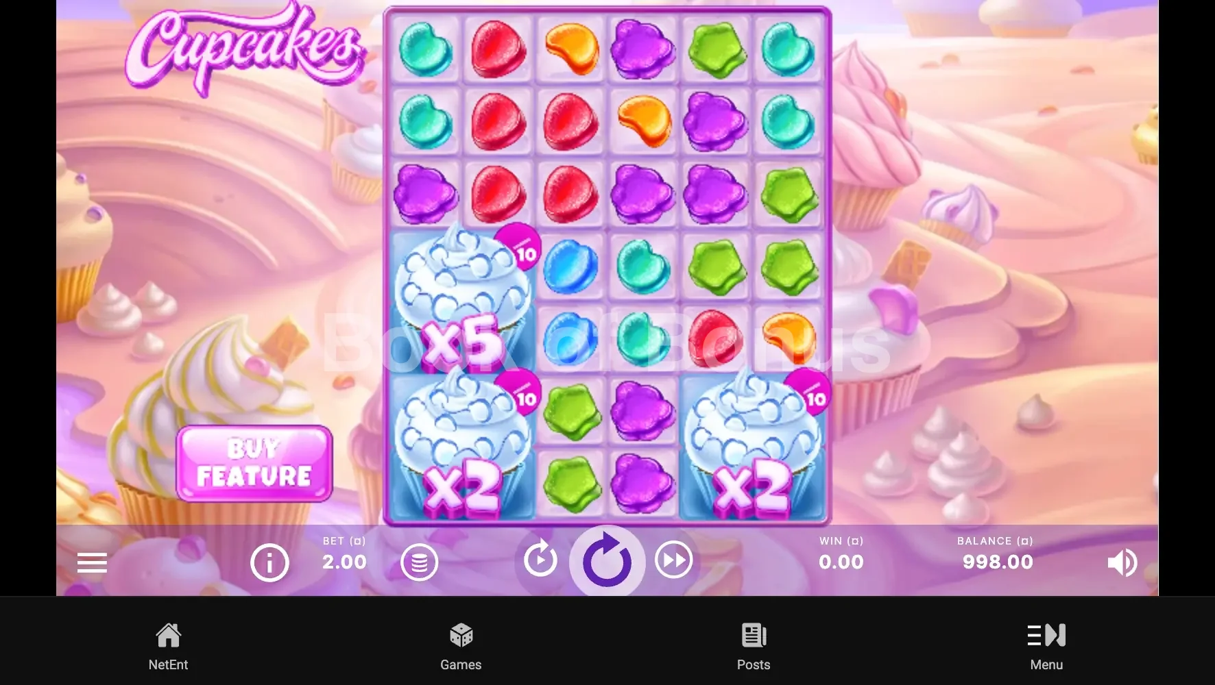 Cupcakes par NetEnt - jeu de base et disposition des rouleaux