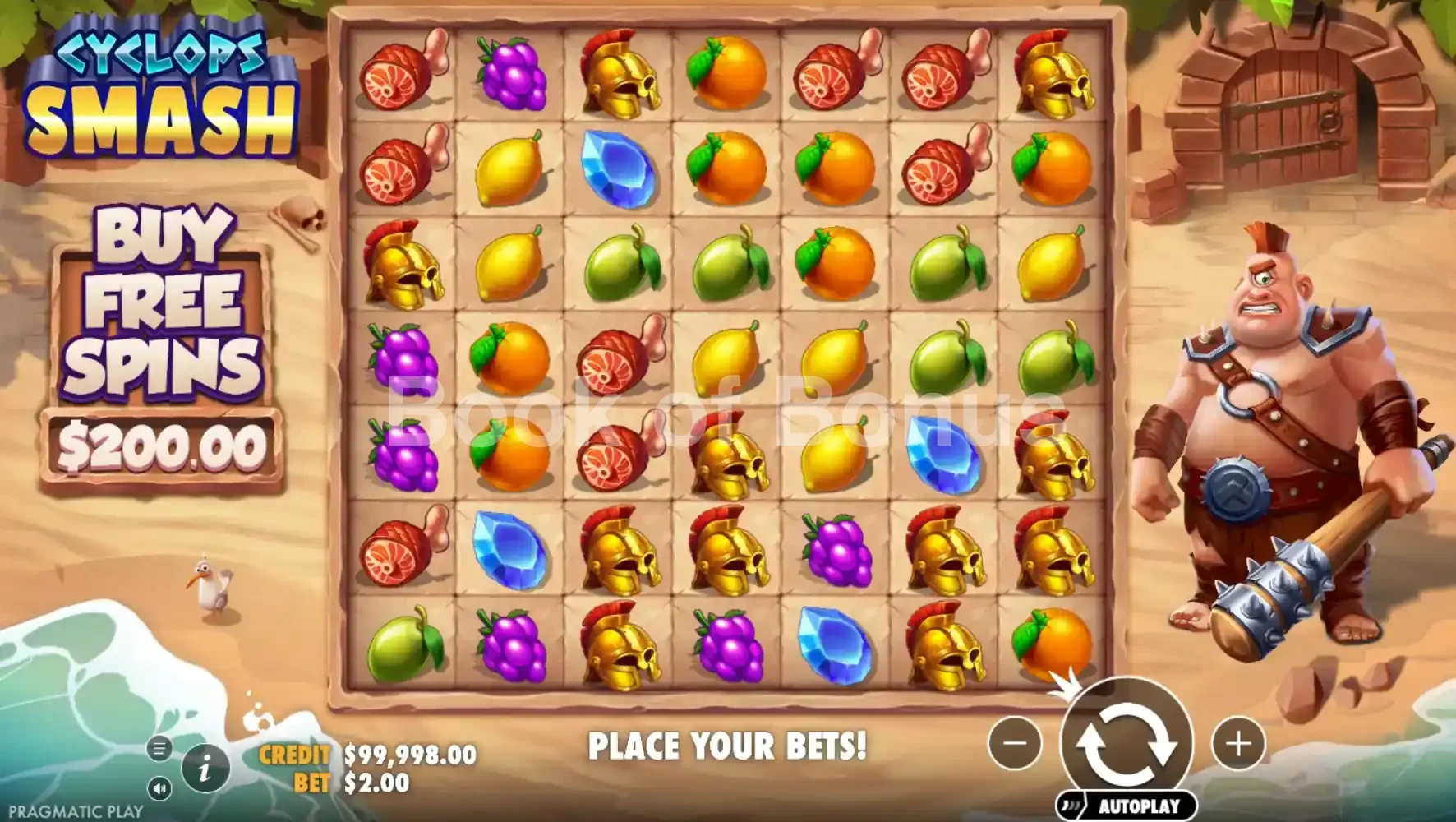 Cyclops Smash par Pragmatic Play - jeu de base et disposition des rouleaux