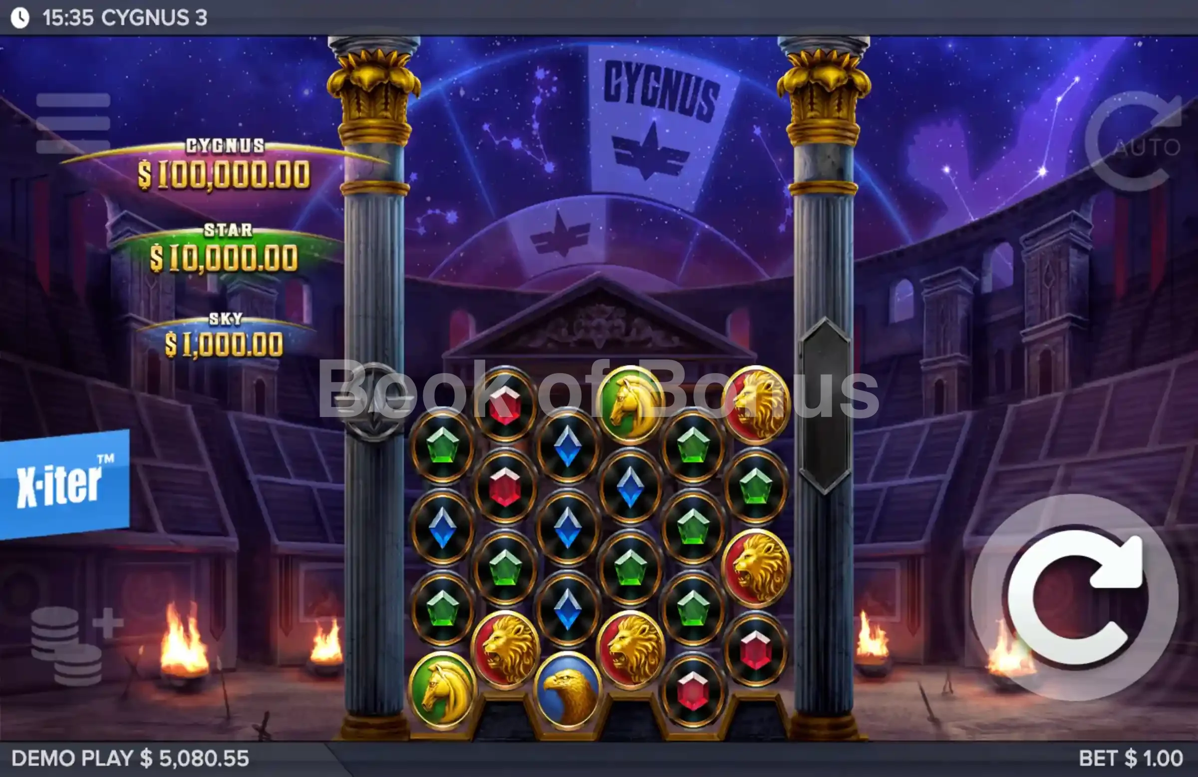 Cygnus 3 par ELK Studios - jeu de base et disposition des rouleaux