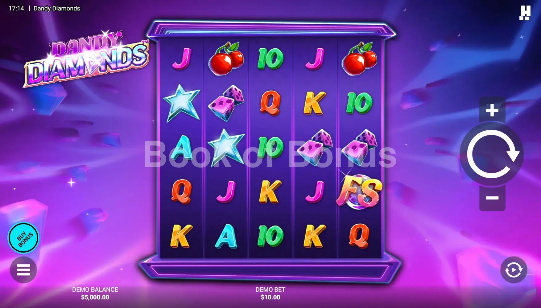 Dandy Diamonds par Hacksaw Gaming - jeu de base et disposition des rouleaux